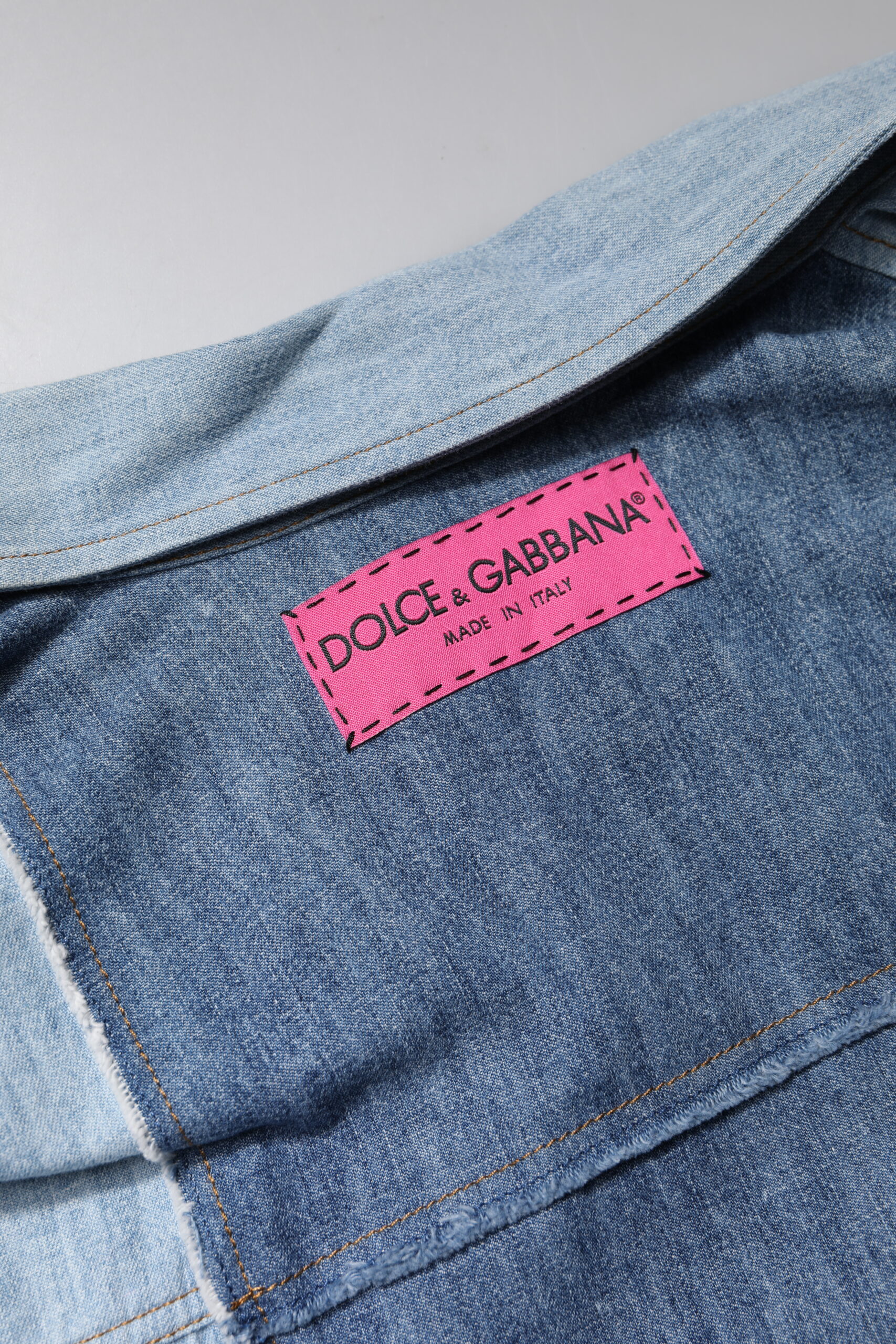 Dolce & Gabbana Blue Cotton Button Up Collared Long Sleeve Top - Image 6