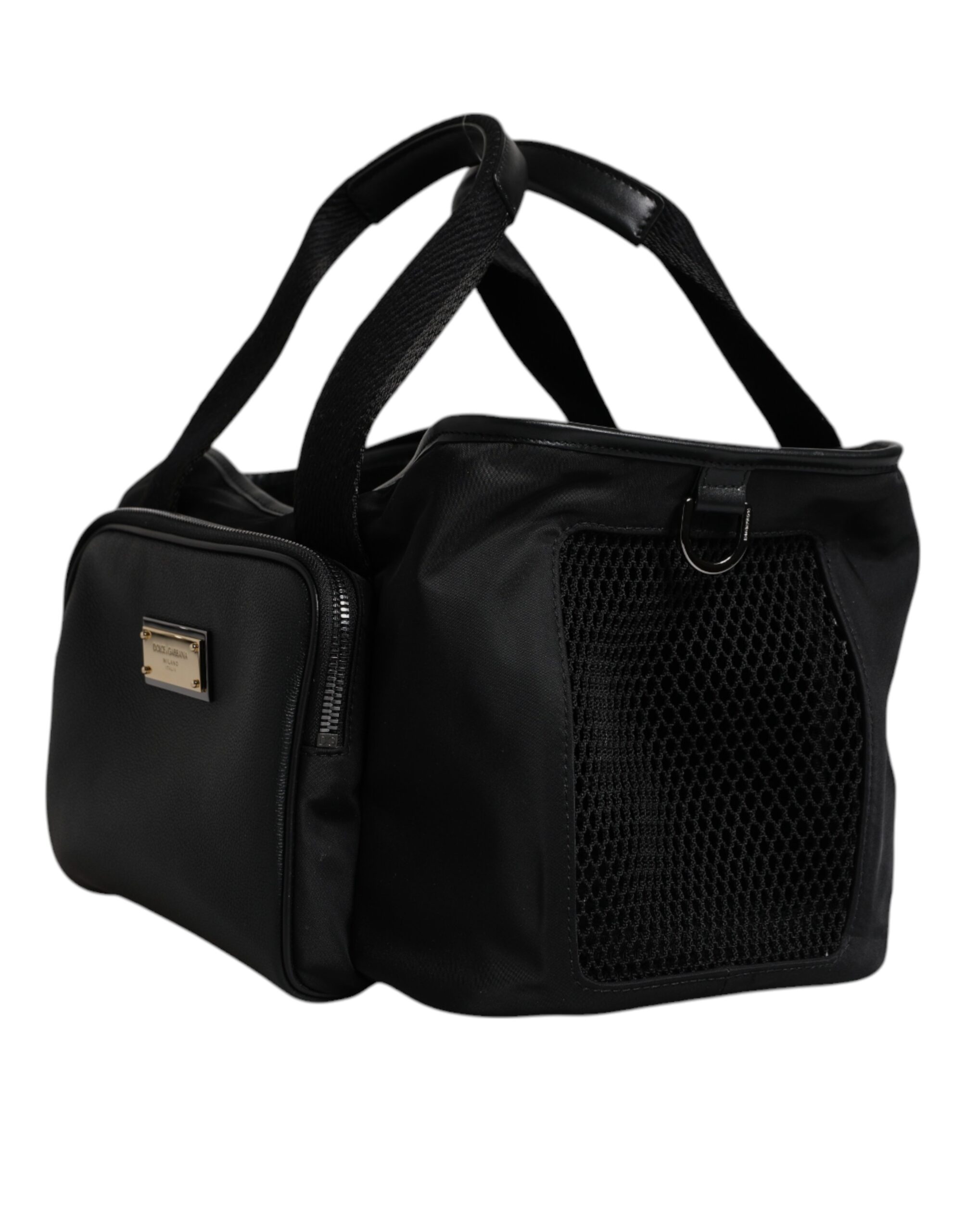 Dolce & Gabbana Black Shoulder Strap Pet Carry Logo Plaque Bag - Image 4