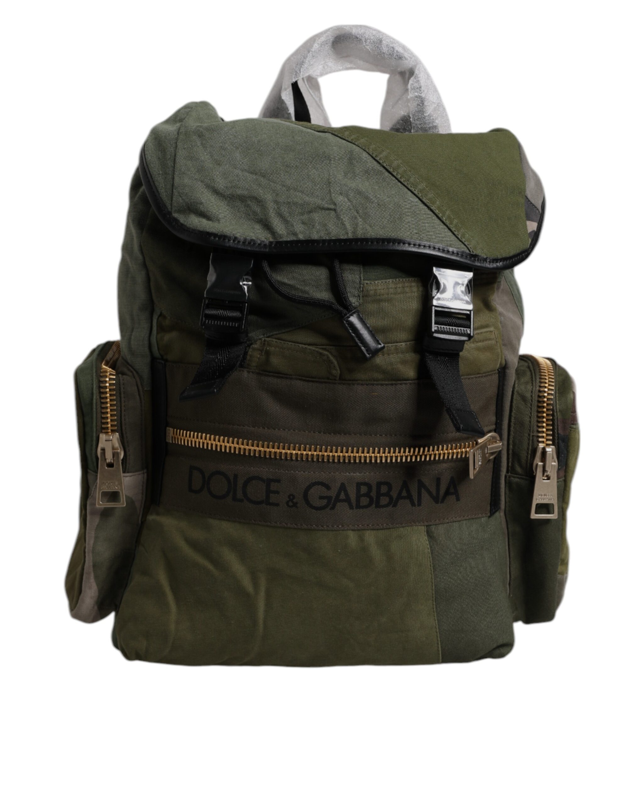 Dolce & Gabbana Military Green Patchwork Travel Backpack Bag - Image 6
