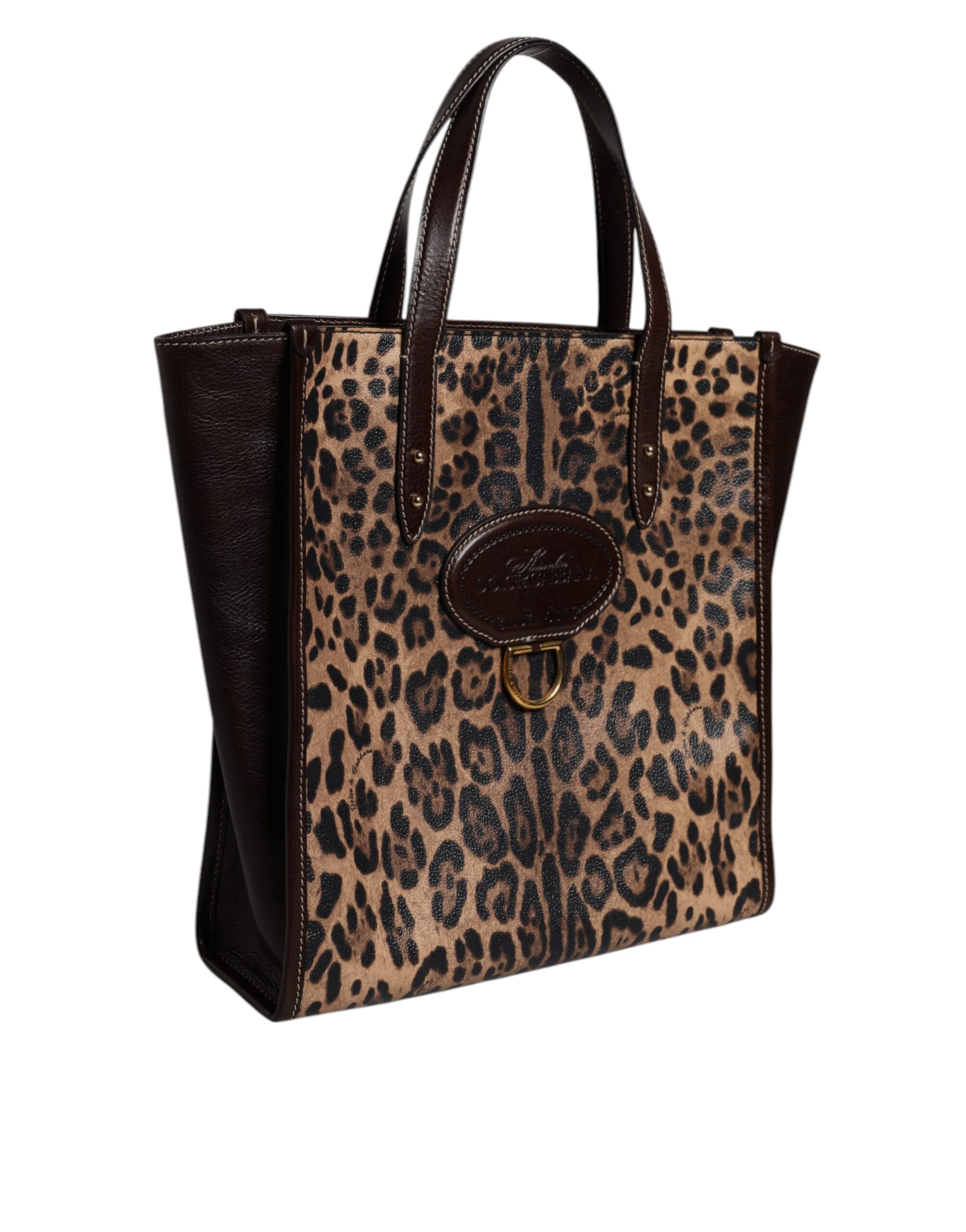 Dolce & Gabbana Brown Leopard Leather Shoulder Strap Tote Bag - Image 3