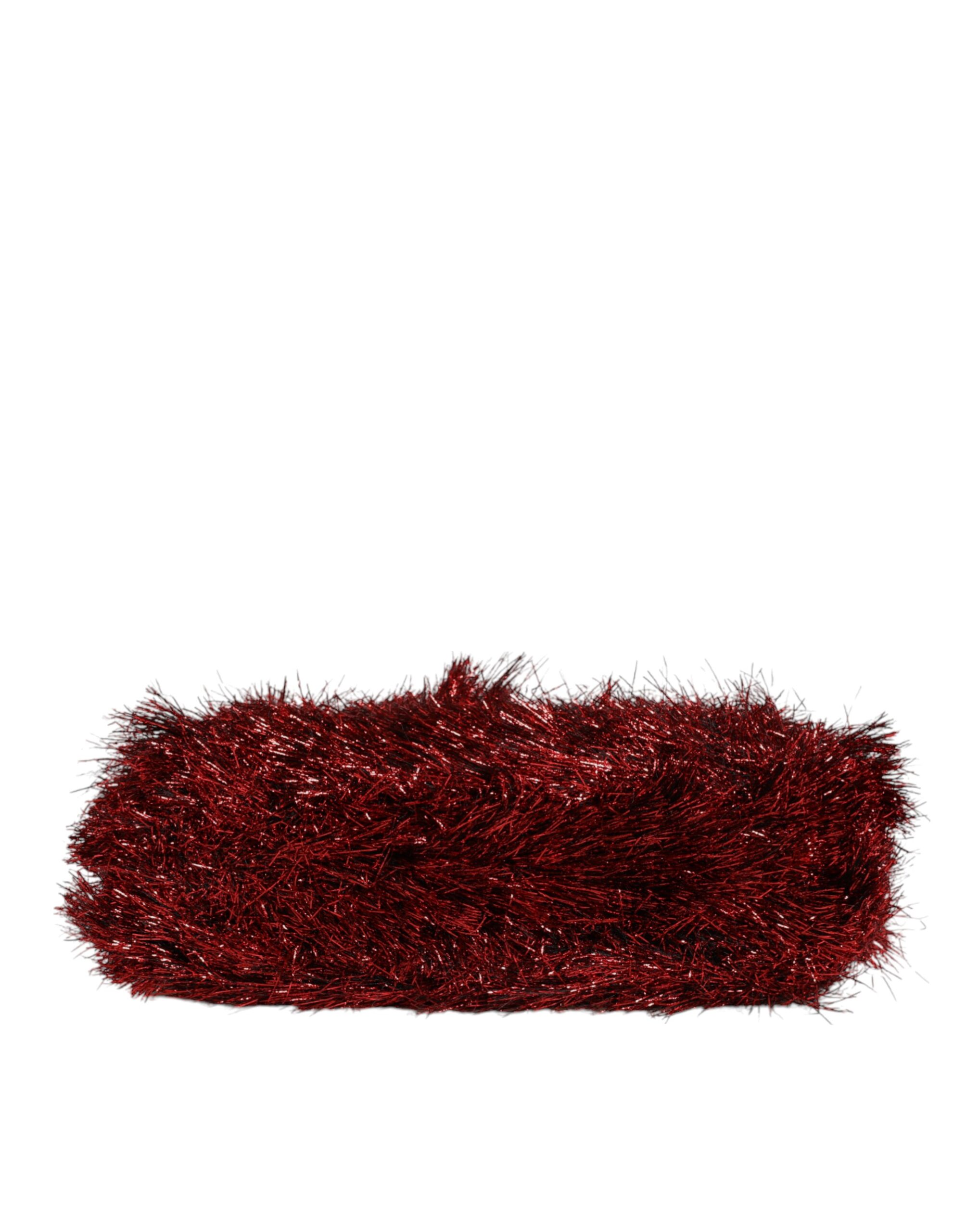 Dolce & Gabbana Red Gold Chain VANDA Tinsel Crystals Evening Clutch Bag - Image 5
