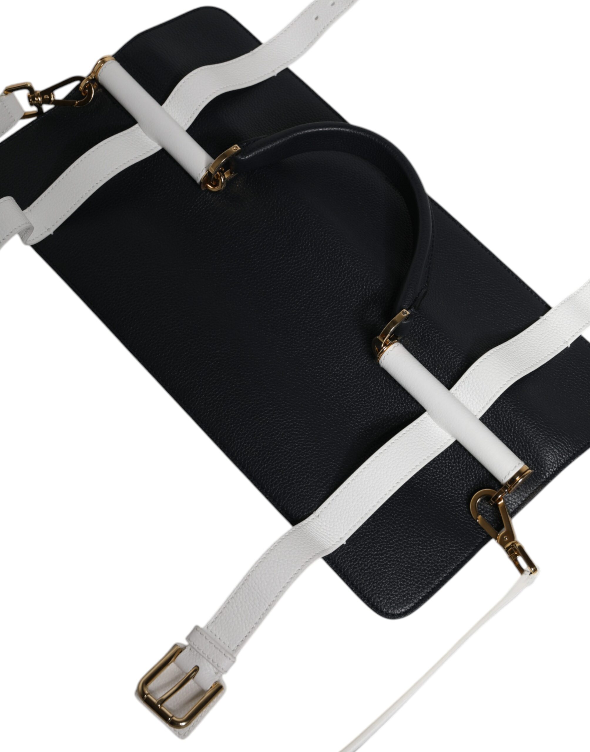 Dolce & Gabbana Blue White Calfskin Leather Crossbody Shoulder Bag - Image 5