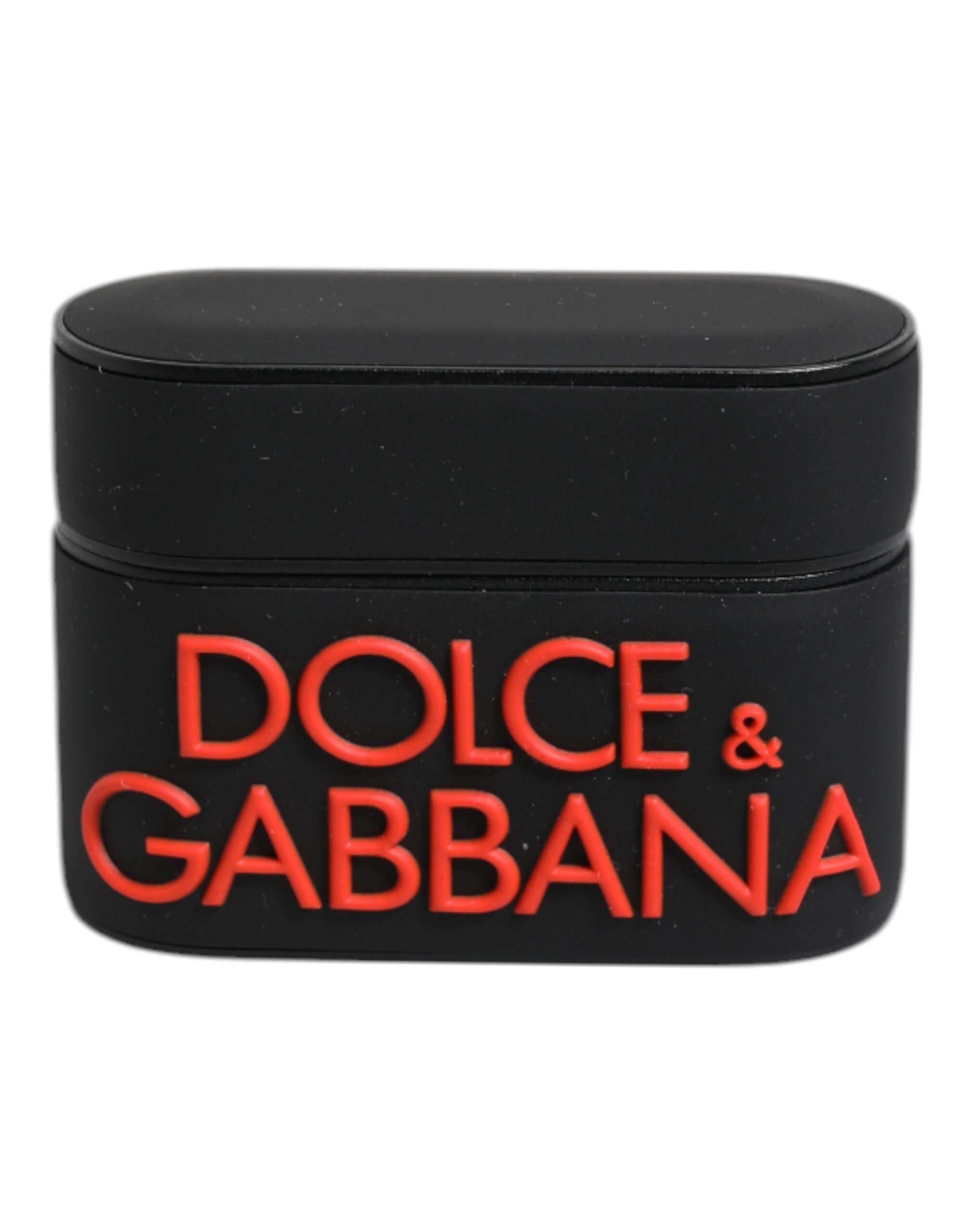 Dolce & Gabbana Black Orange Silicone Embossed Logo Airpods Case