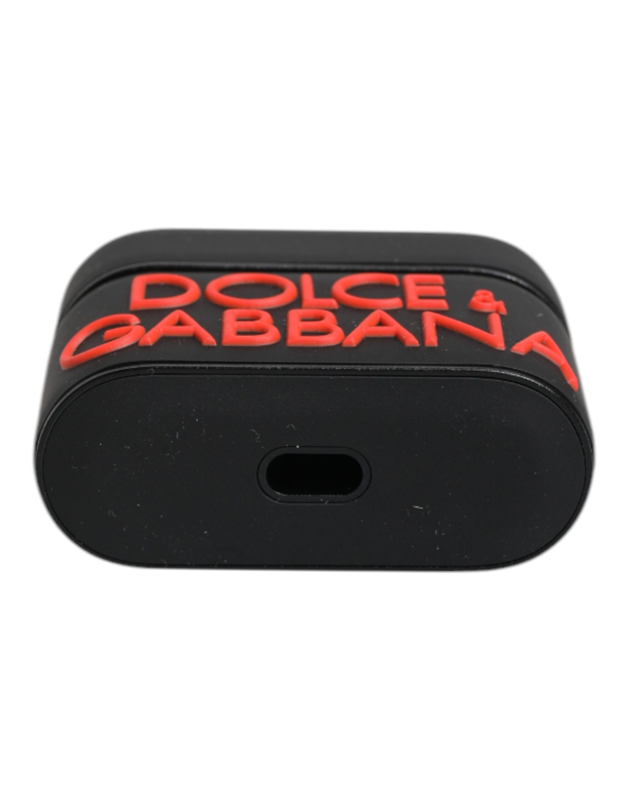 Dolce & Gabbana Black Orange Silicone Embossed Logo Airpods Case - Image 5