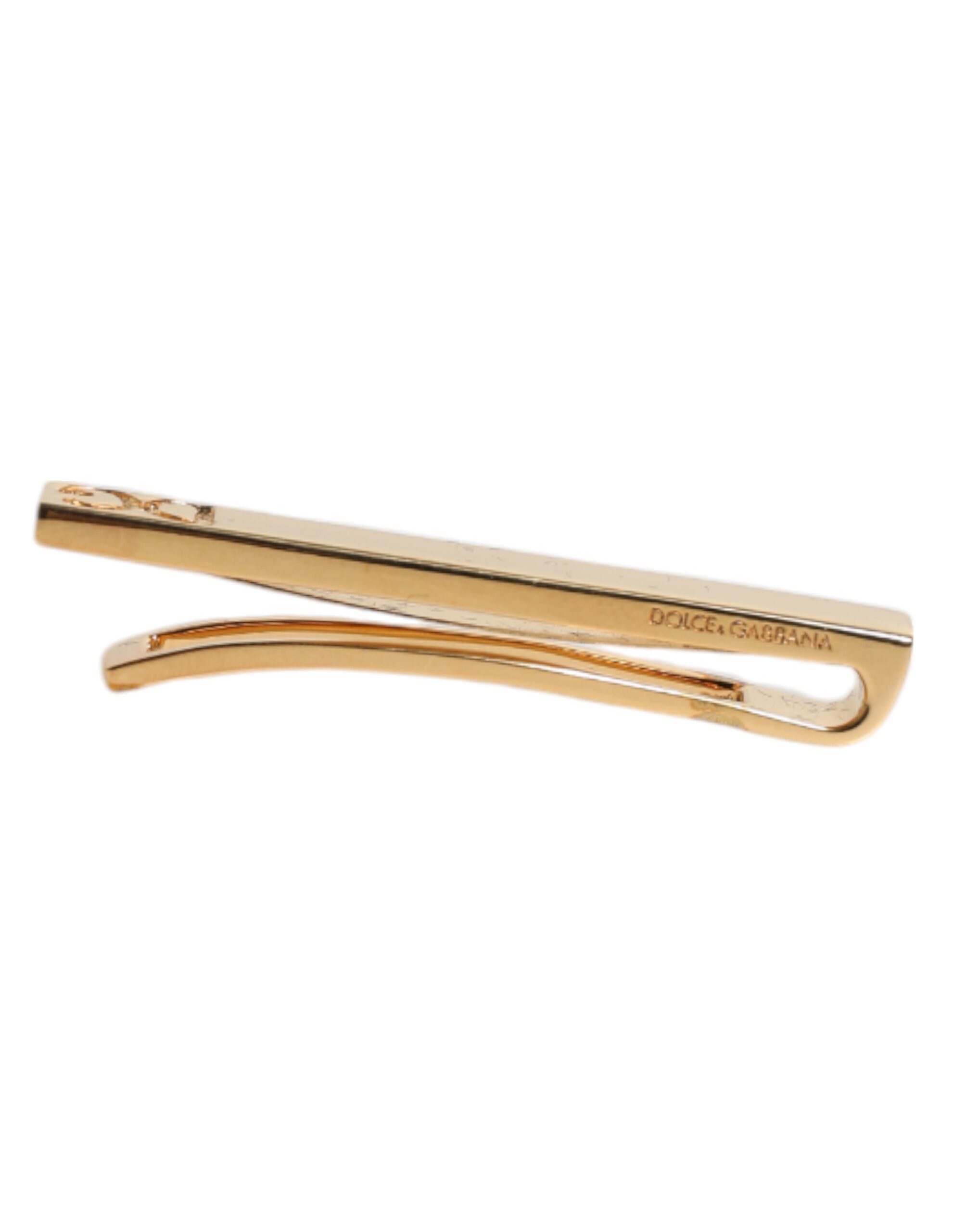 Dolce & Gabbana Gold Tone Brass Logo Branded Tie Clip Bar - Image 4