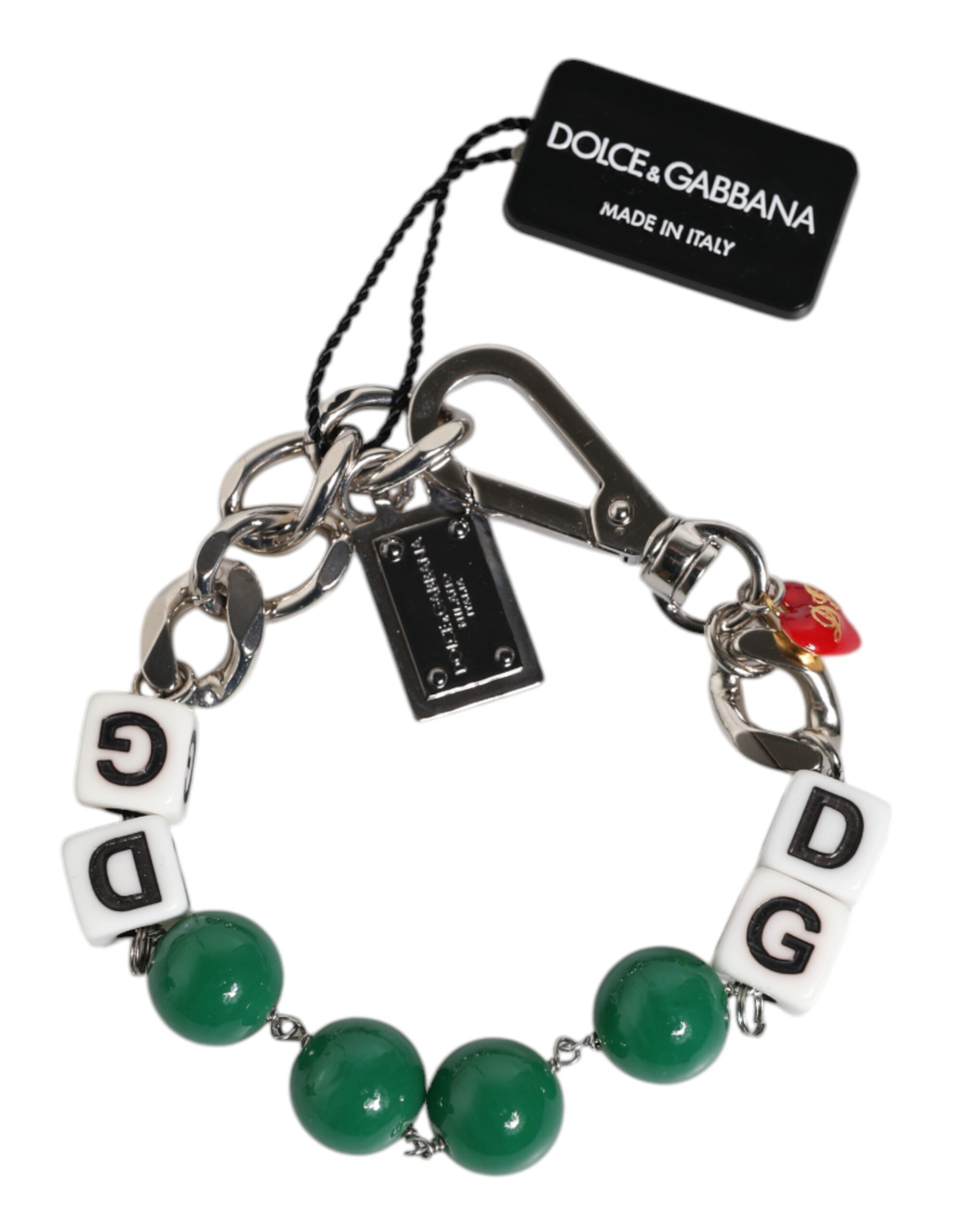 Dolce & Gabbana Silver Tone Brass Bead Dice Logo Embellish Charm Bracelet - Image 3