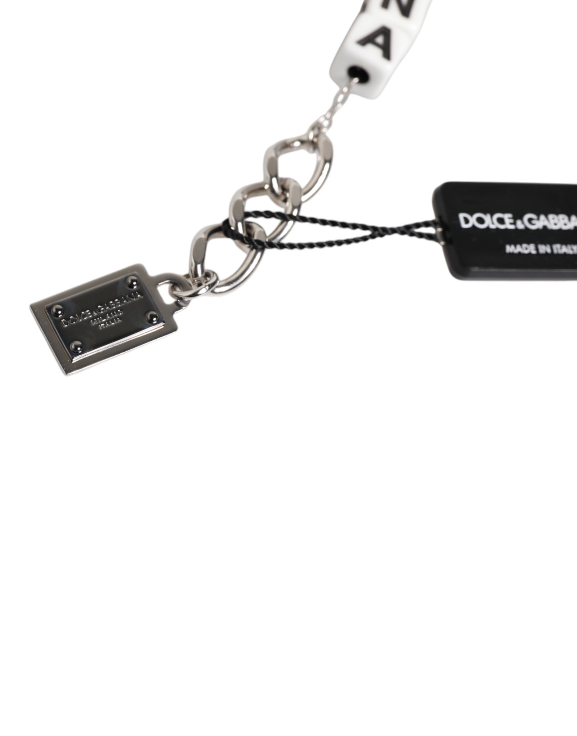 Dolce & Gabbana Silver Brass Chain Dice Logo Embellished Charm Bracelet - Image 5