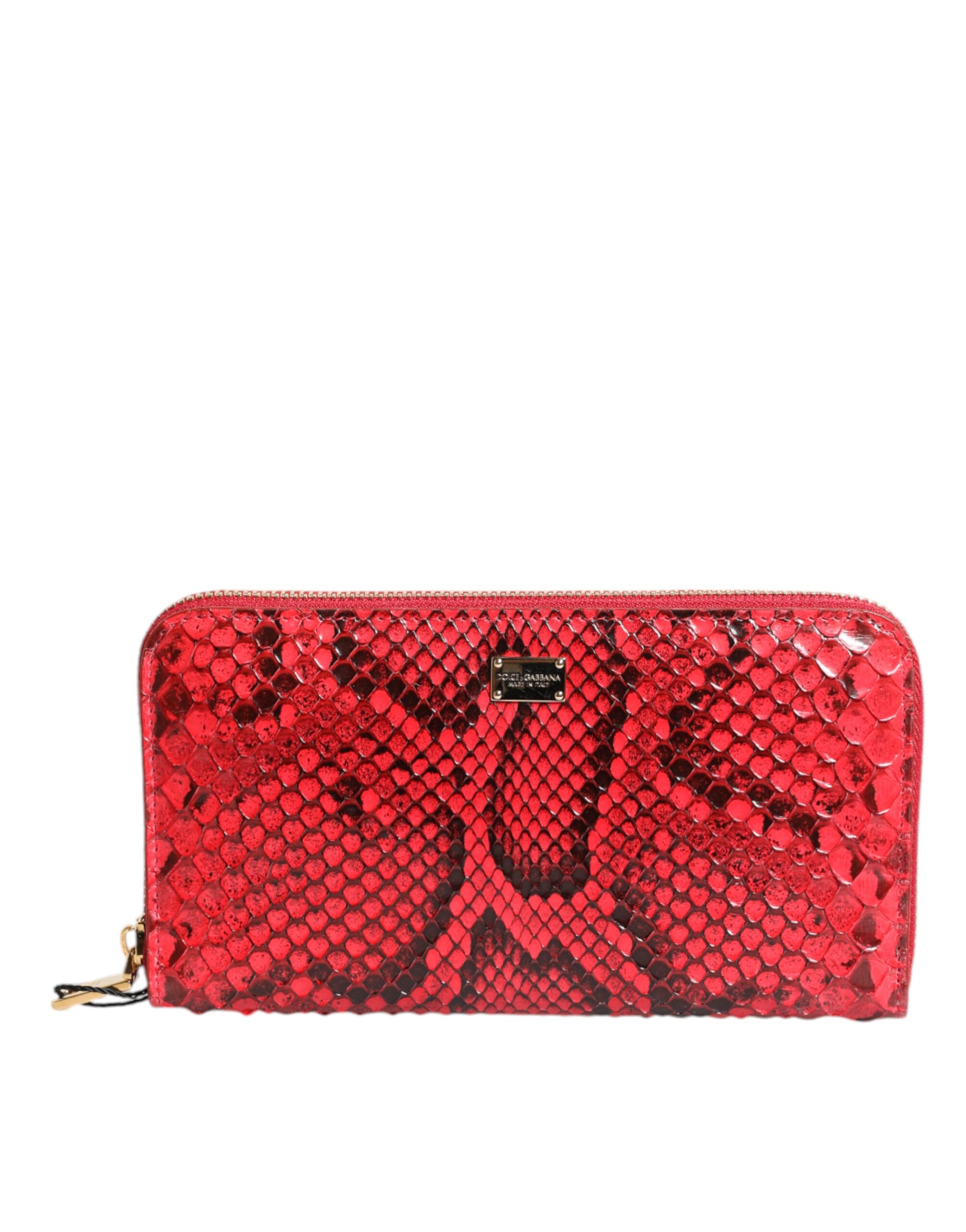Dolce & Gabbana Red Exotic Leather Zip Around Continental Clutch Wallet - Image 2