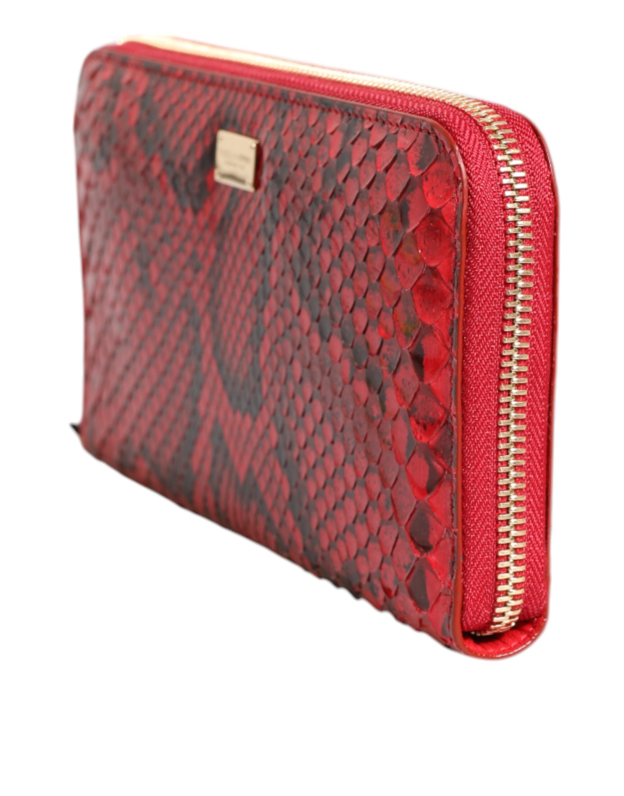 Dolce & Gabbana Red Exotic Leather Zip Around Continental Clutch Wallet - Image 4