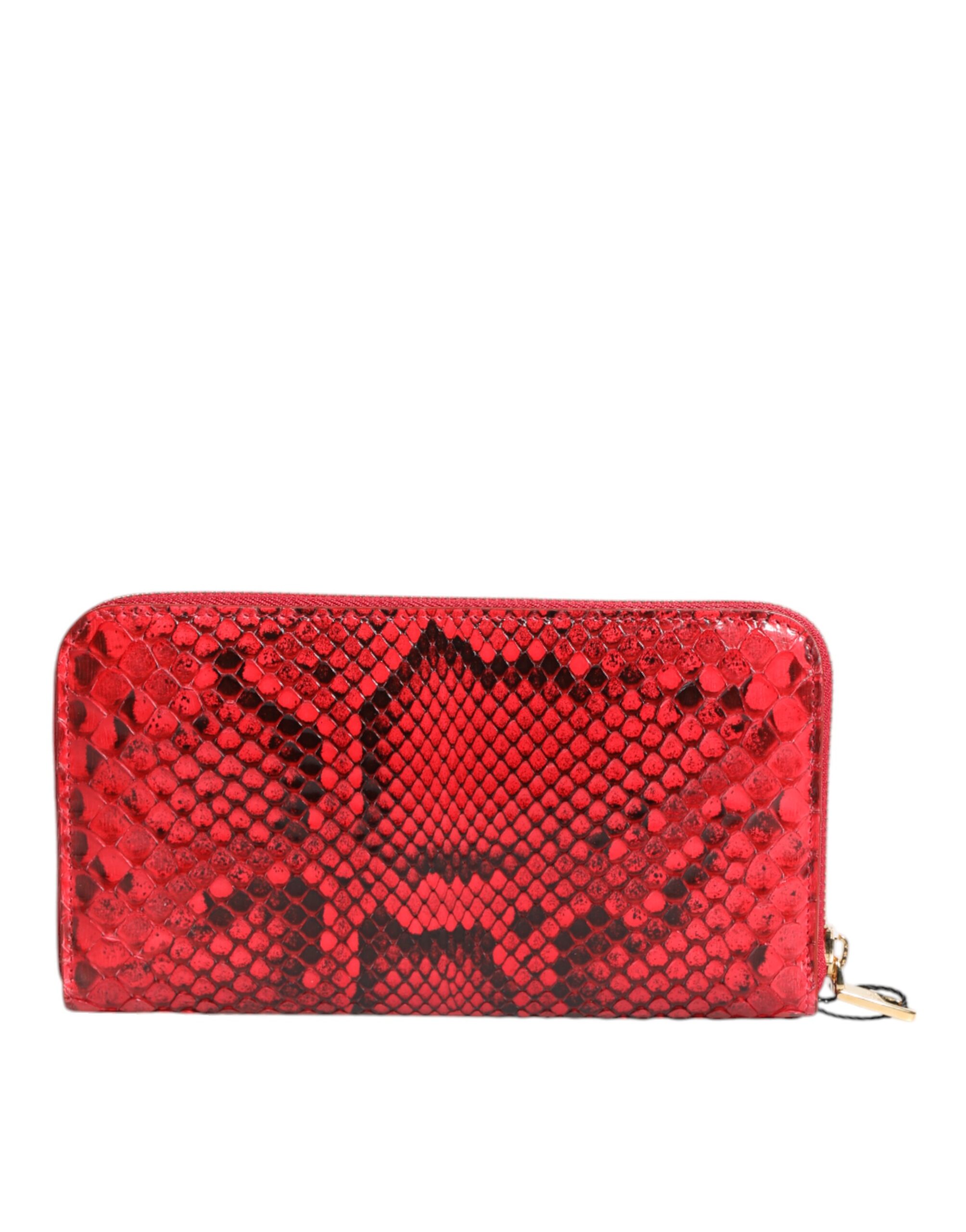 Dolce & Gabbana Red Exotic Leather Zip Around Continental Clutch Wallet - Image 5