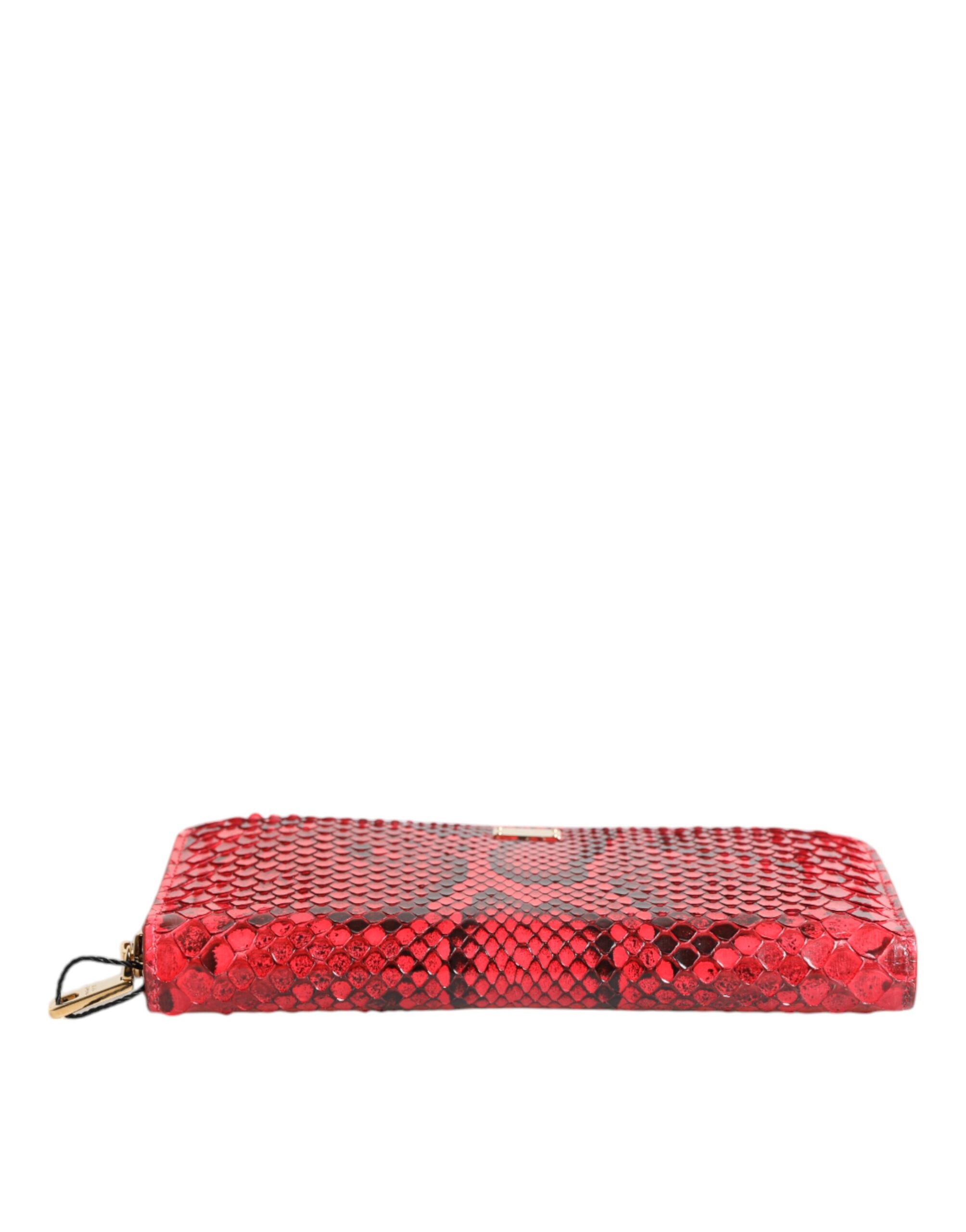 Dolce & Gabbana Red Exotic Leather Zip Around Continental Clutch Wallet - Image 6