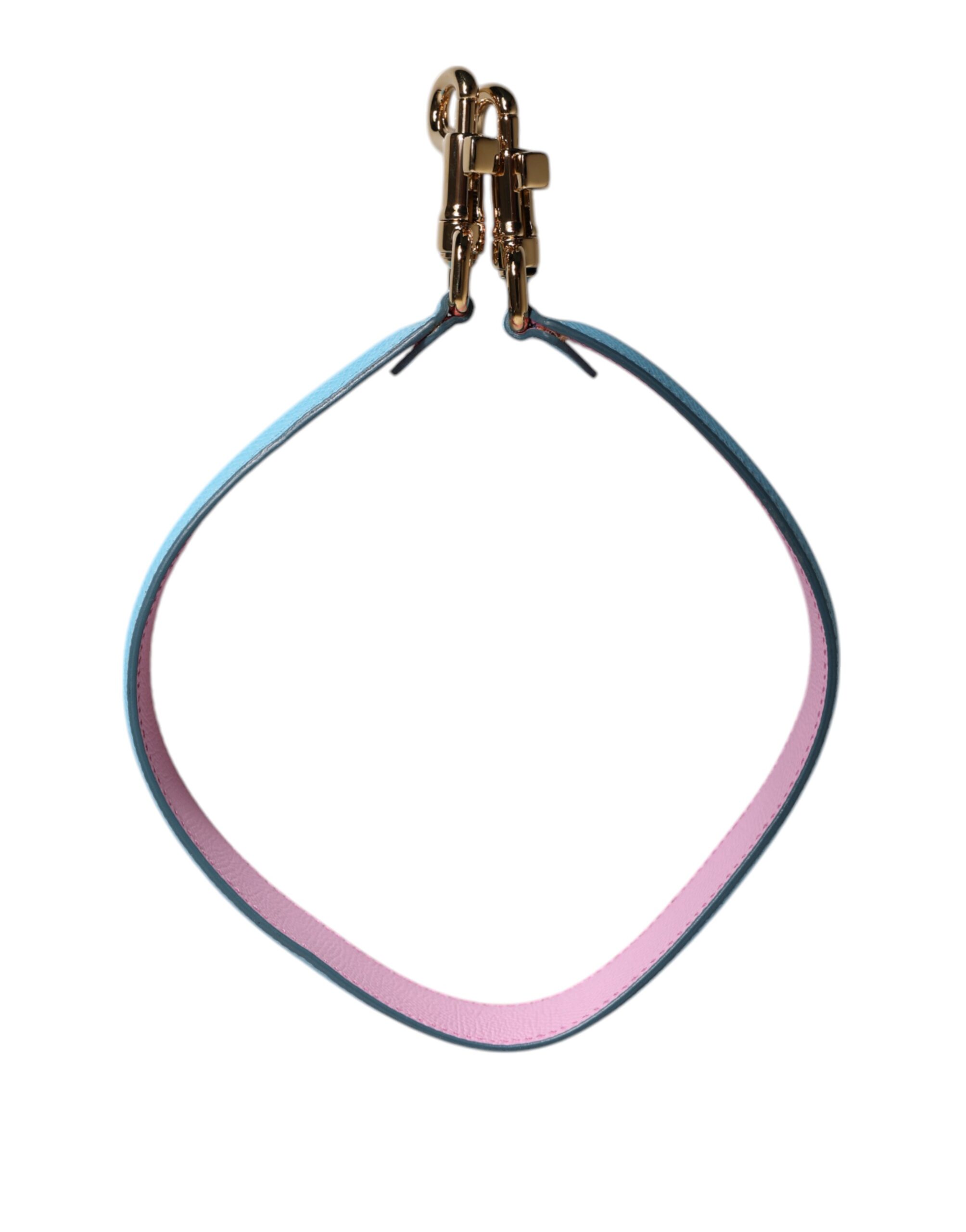 Dolce & Gabbana Pink Blue Leather Handle Bag Shoulder Strap - Image 3