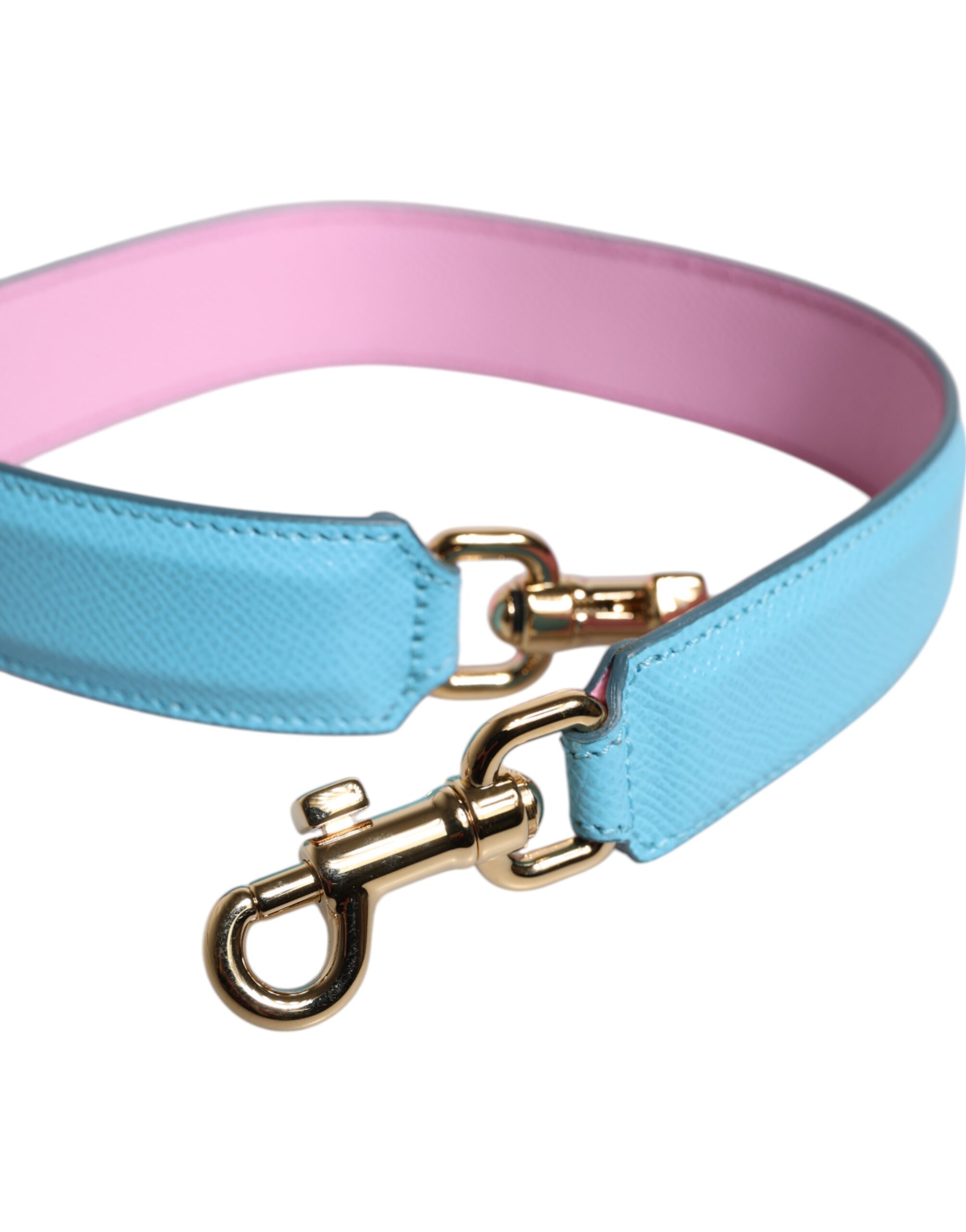 Dolce & Gabbana Pink Blue Leather Handle Bag Shoulder Strap - Image 4