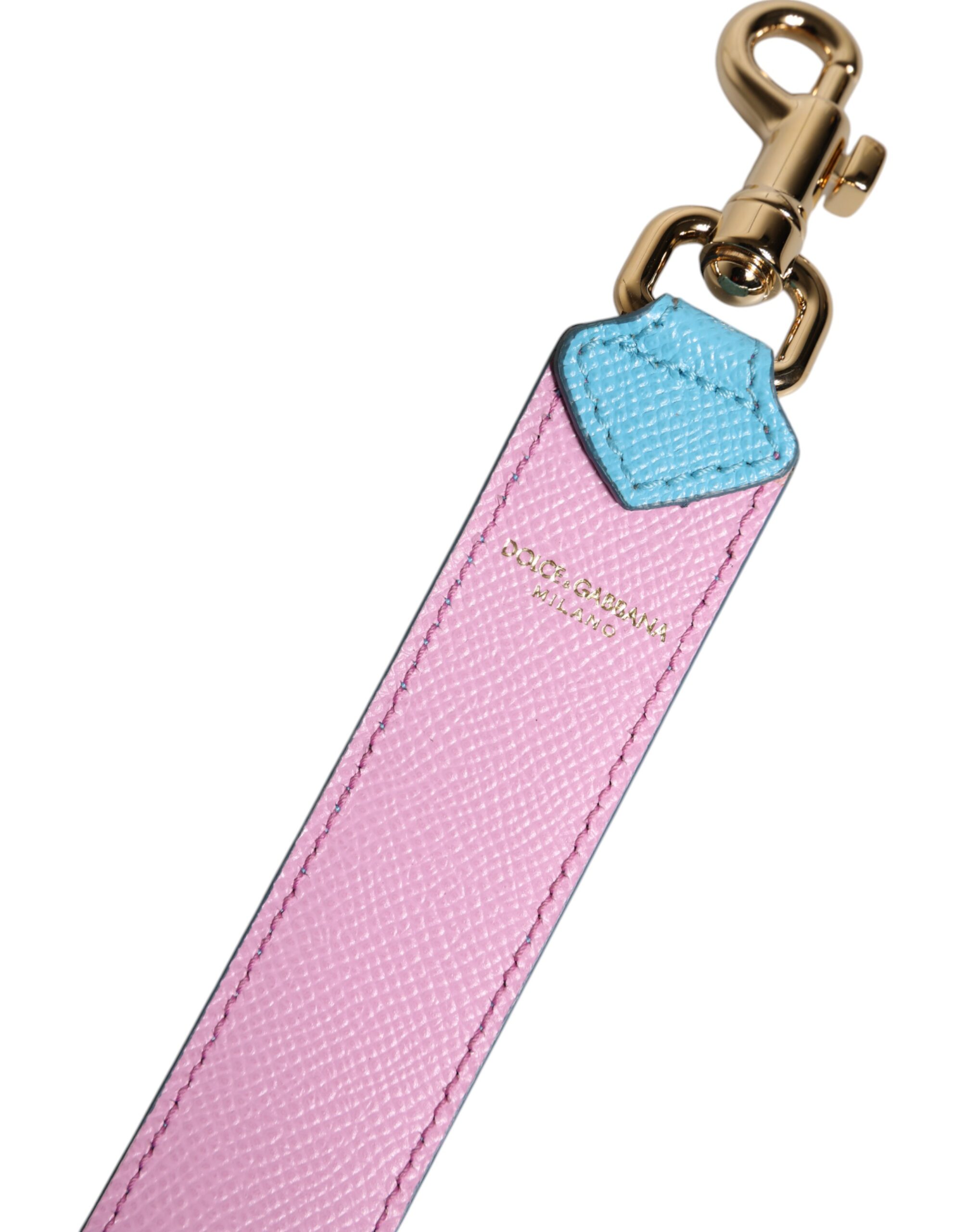Dolce & Gabbana Pink Blue Leather Handle Bag Shoulder Strap - Image 5
