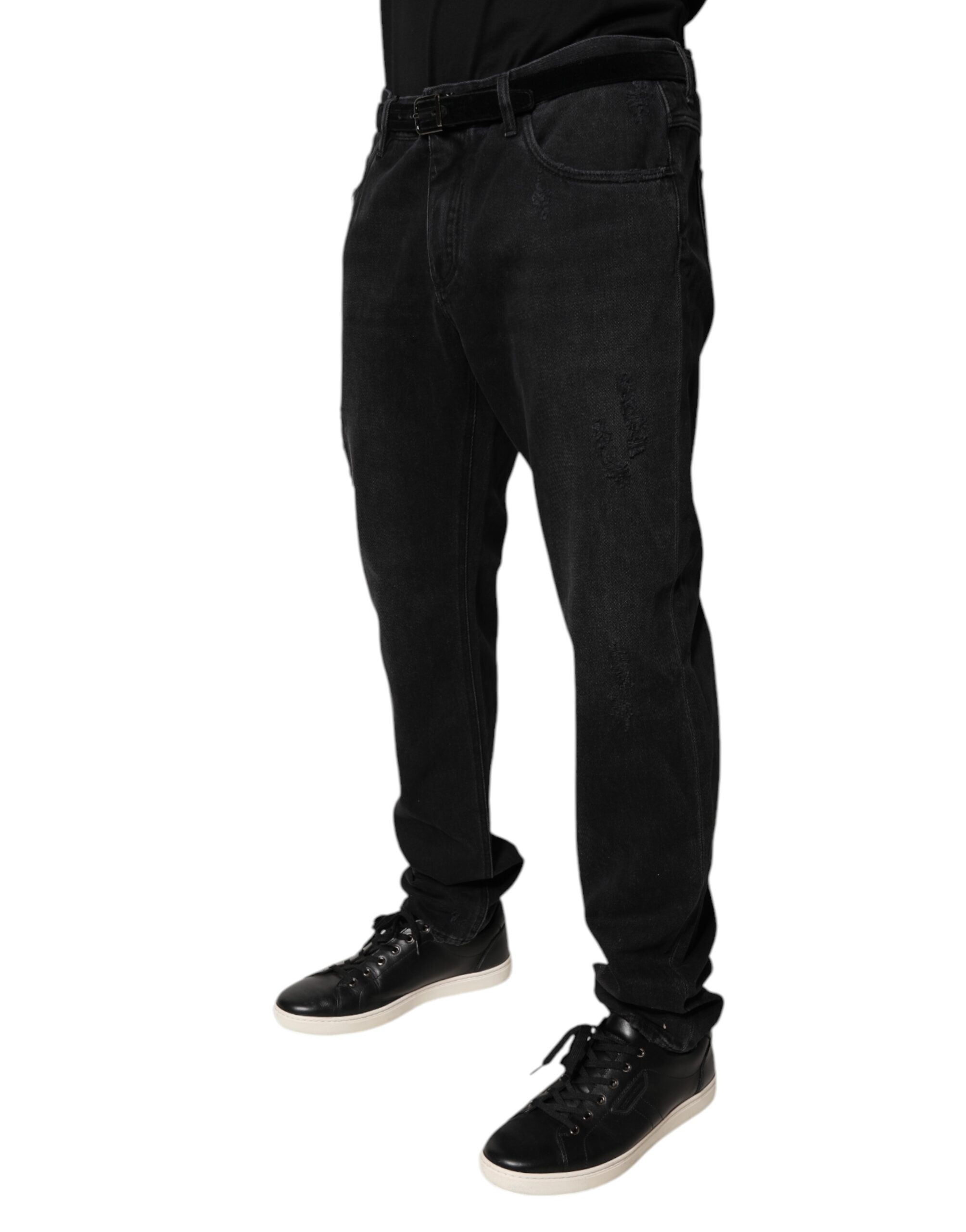 Dolce & Gabbana Black Cotton Skinny Men Denim Jeans - Image 3