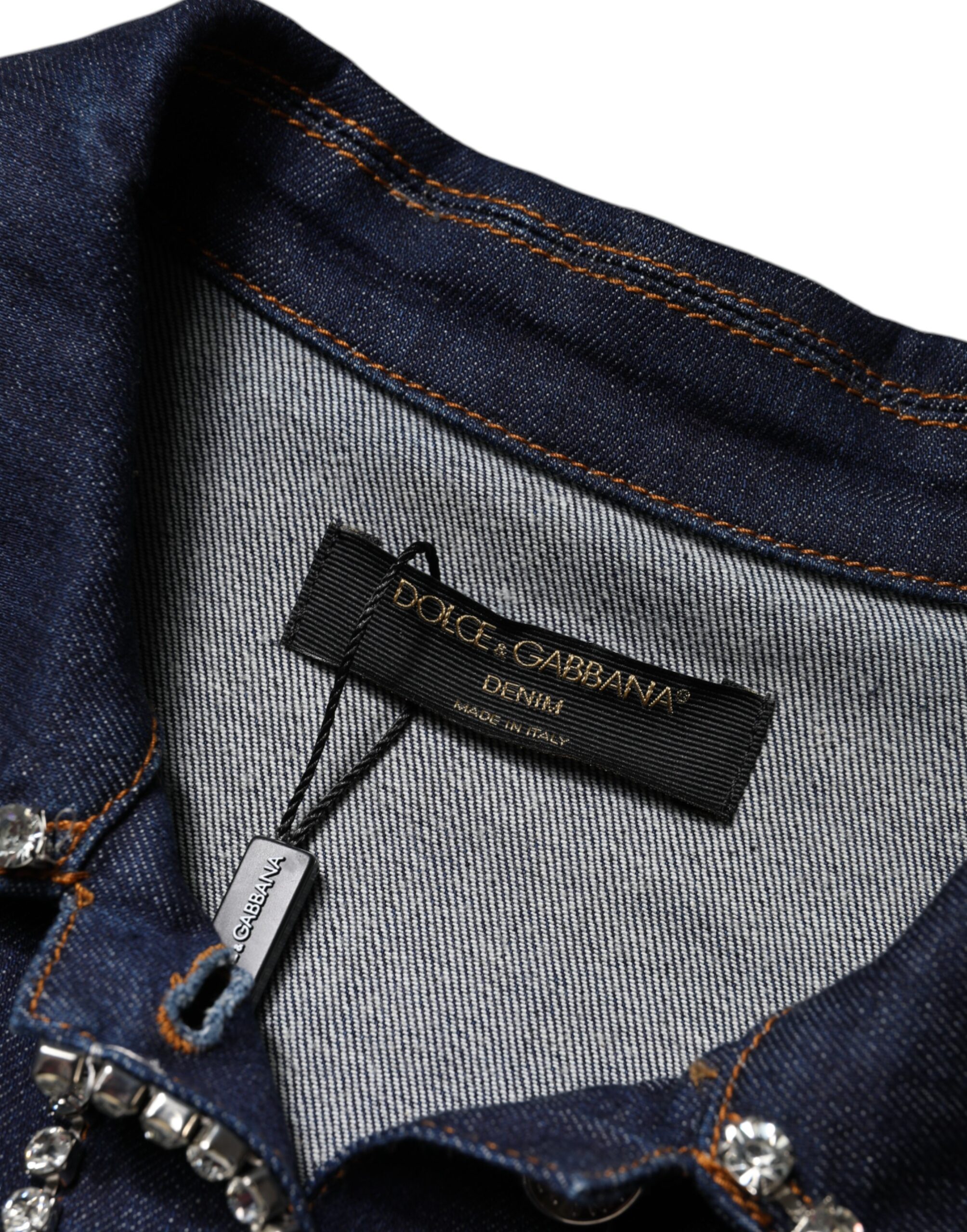 Dolce & Gabbana Blue Denim Cotton Crystal Embellished Jacket - Image 8