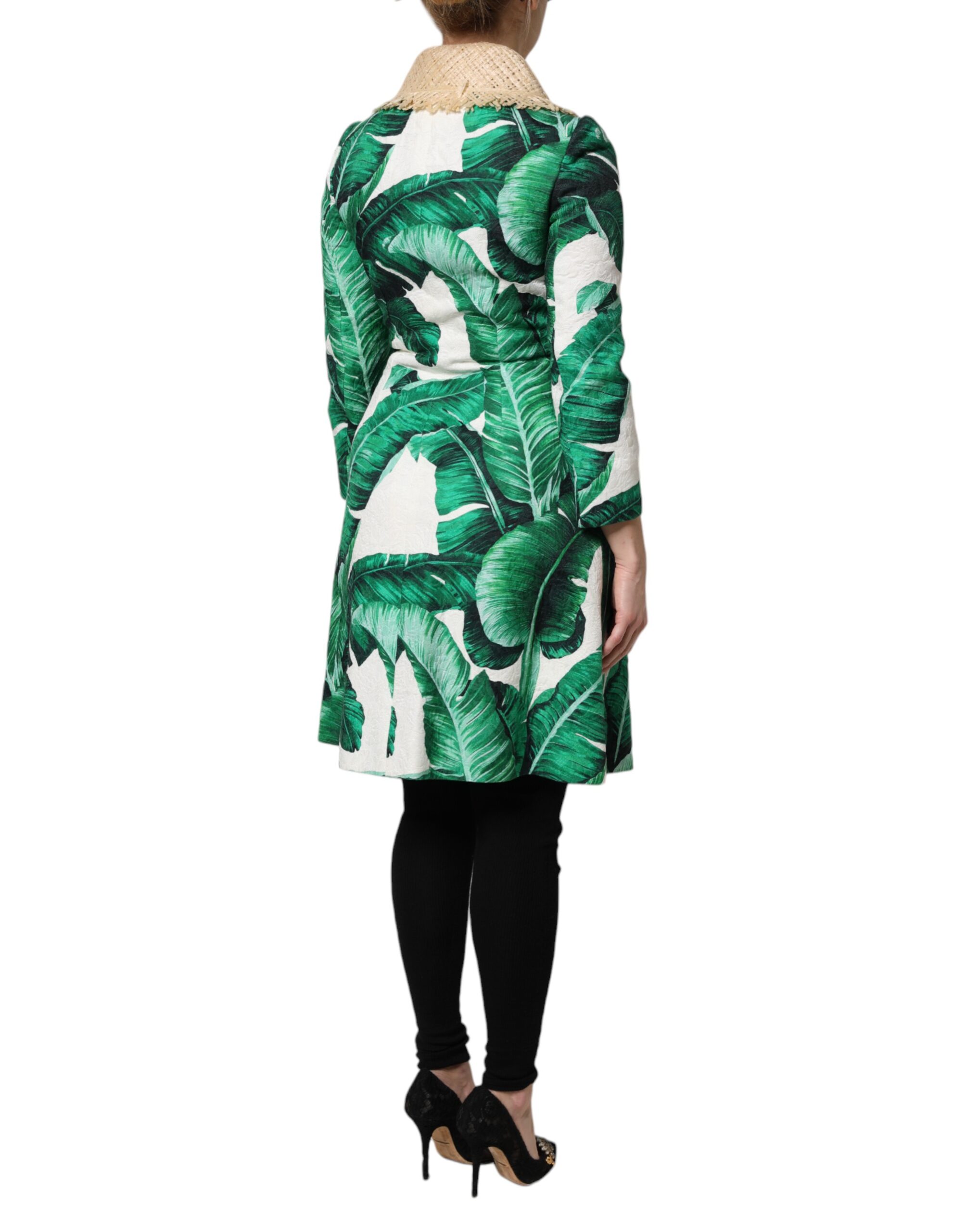 Dolce & Gabbana Multicolor Leaf Print Embellished Trenchcoat Jacket - Image 5