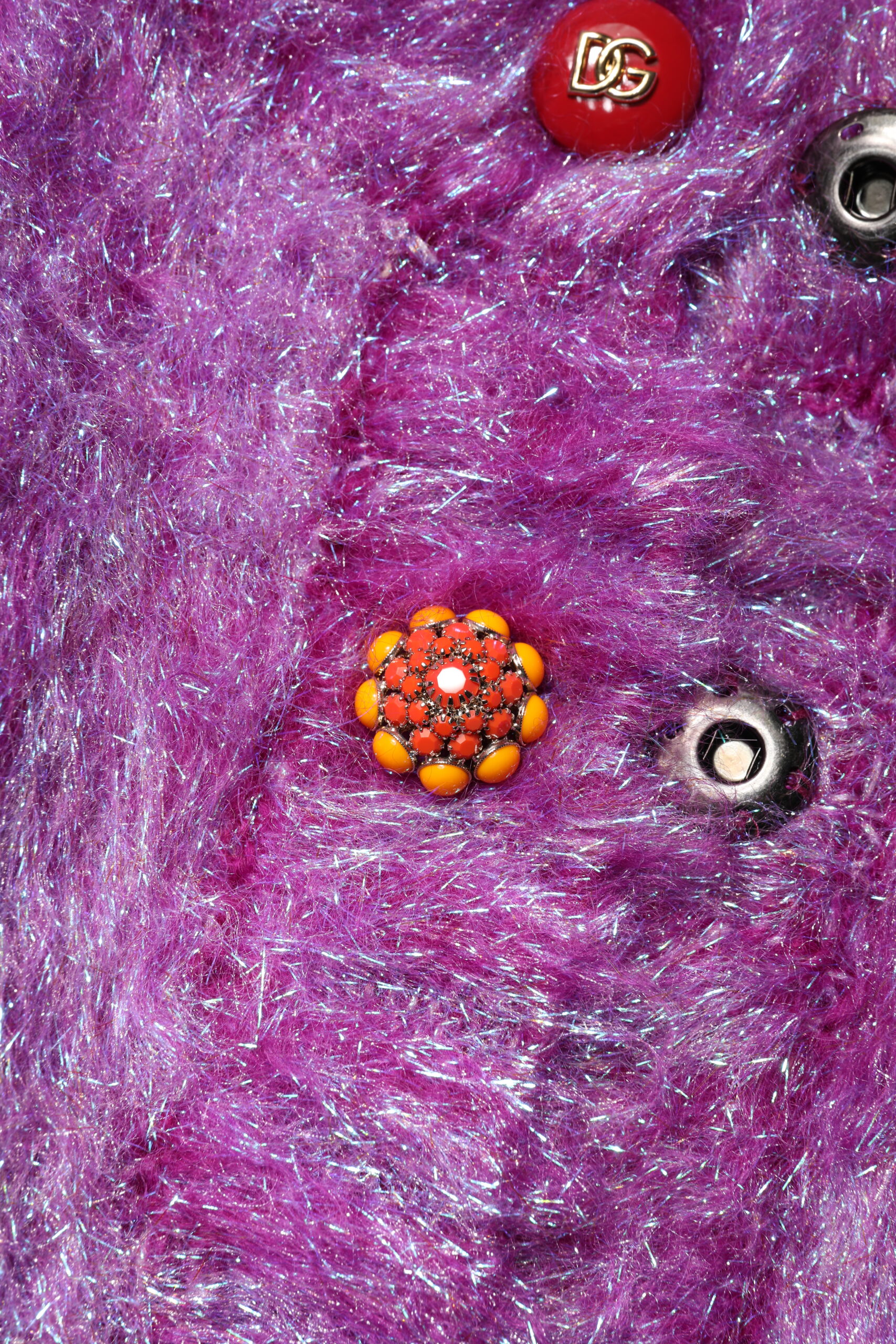 Dolce & Gabbana Purple Button Embellished Trench Coat Jacket - Image 8