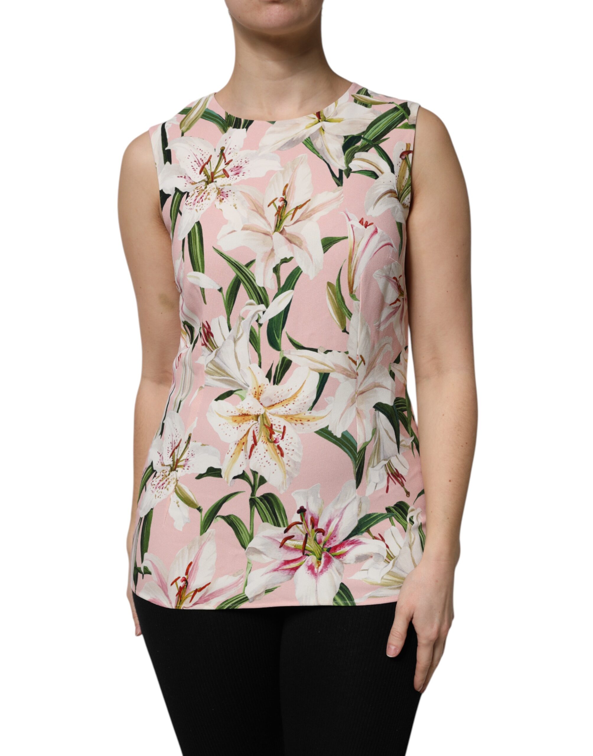 Dolce & Gabbana Multicolor Floral Print Round Neck Tank Top - Image 2