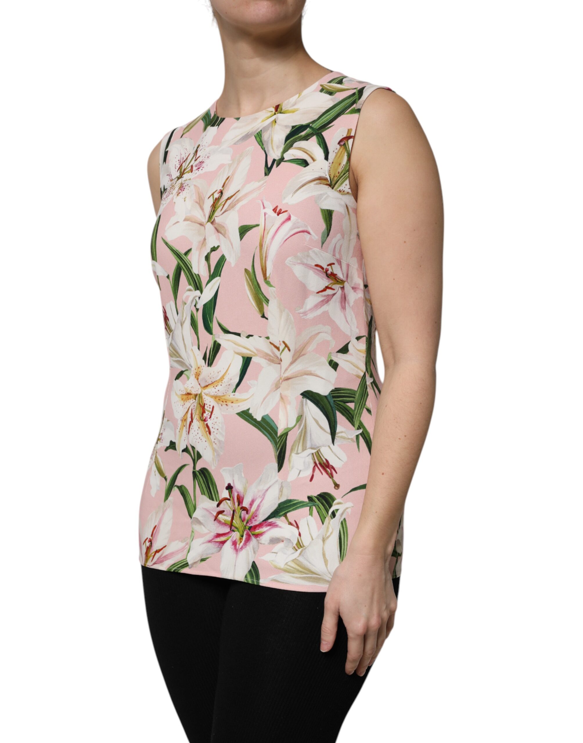 Dolce & Gabbana Multicolor Floral Print Round Neck Tank Top - Image 3
