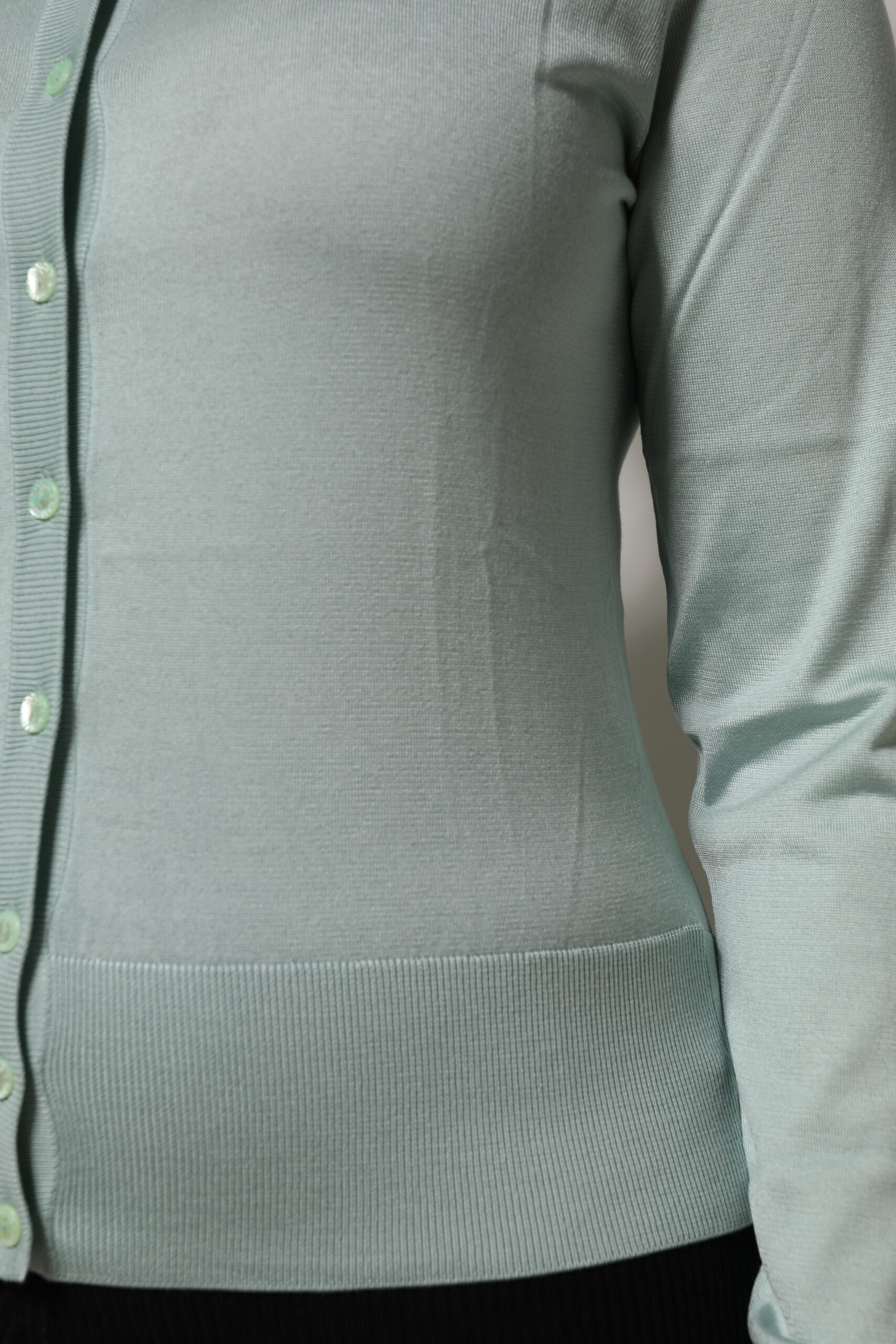 Dolce & Gabbana Light Green Silk Button Down Cardigan Sweater - Image 6