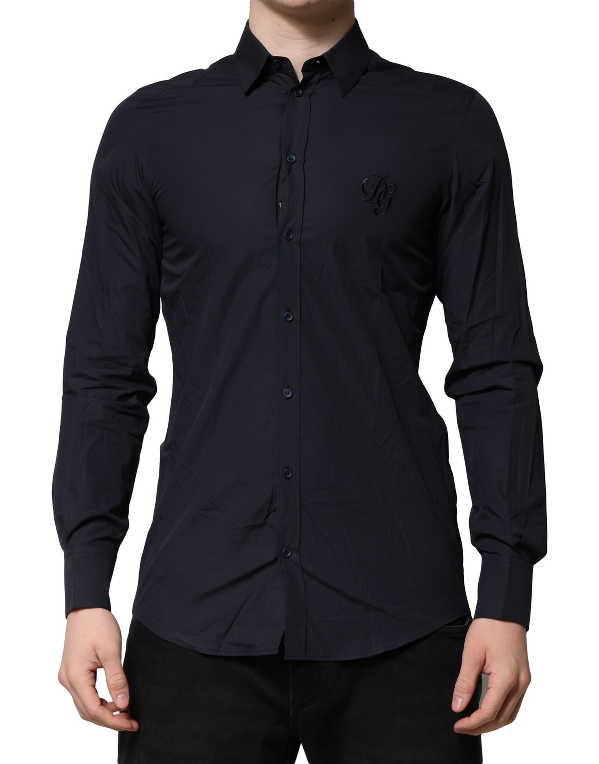 Dolce & Gabbana Dark Blue MARTINI Cotton Dress Formal Shirt - Image 2