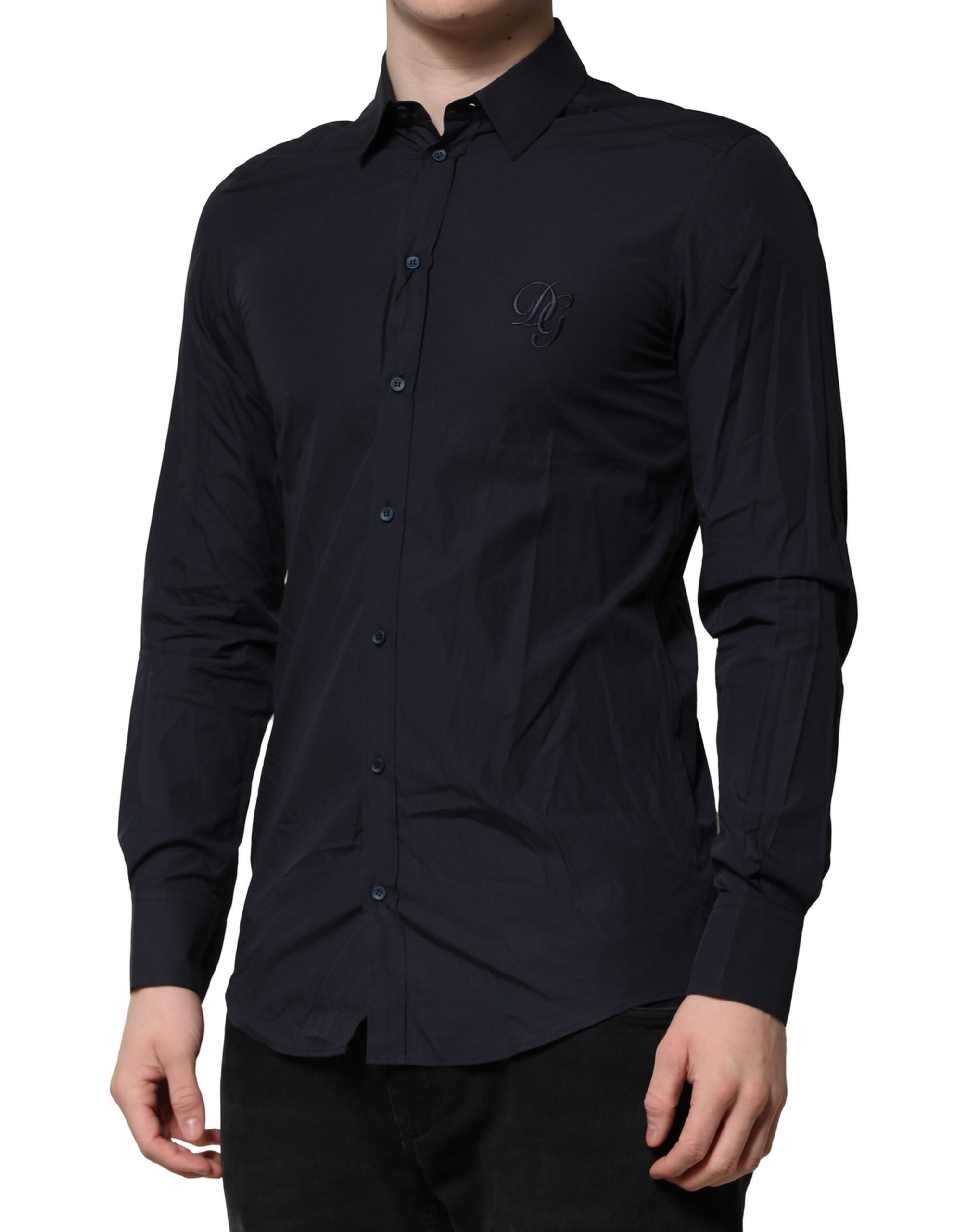 Dolce & Gabbana Dark Blue MARTINI Cotton Dress Formal Shirt - Image 3
