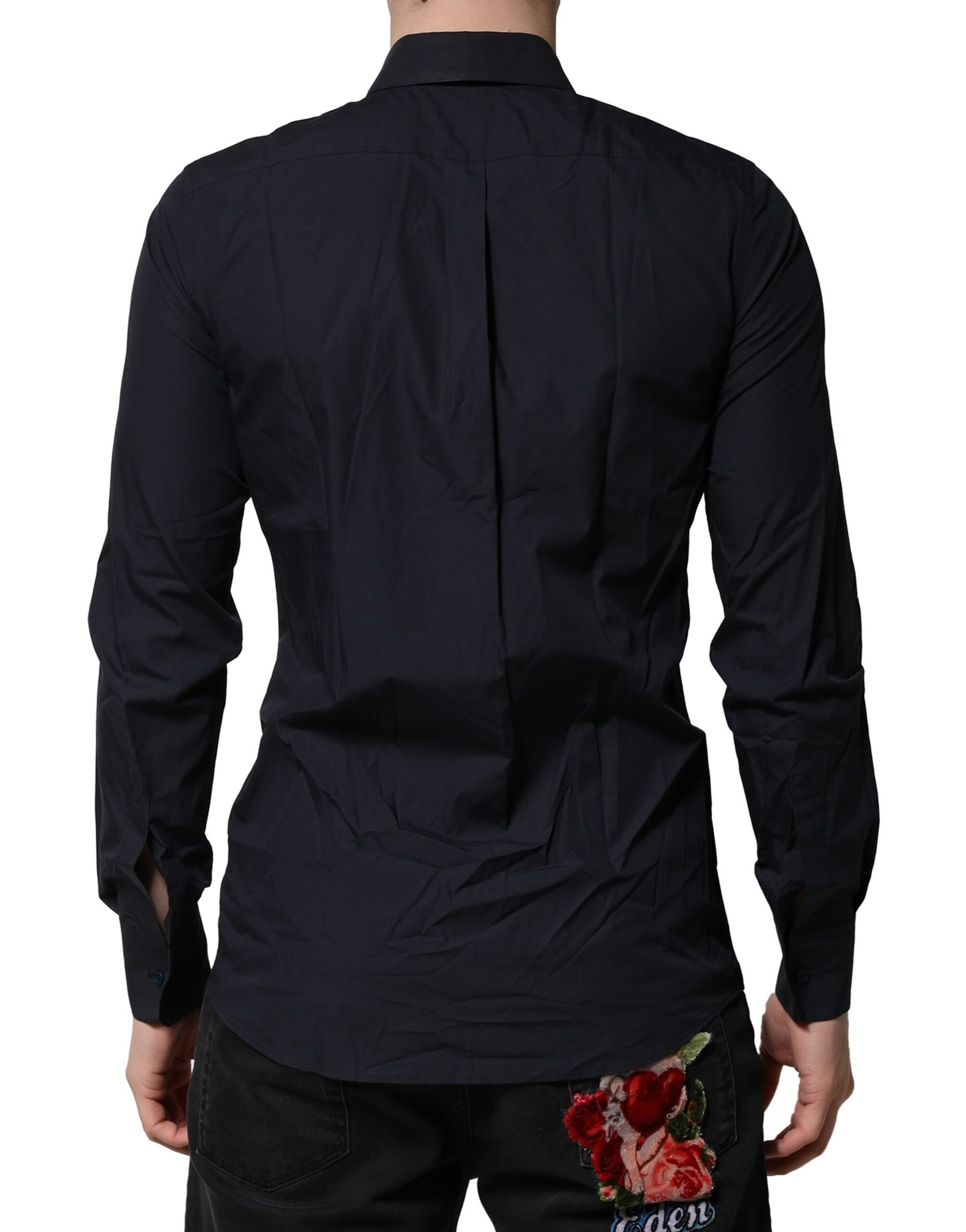 Dolce & Gabbana Dark Blue MARTINI Cotton Dress Formal Shirt - Image 4