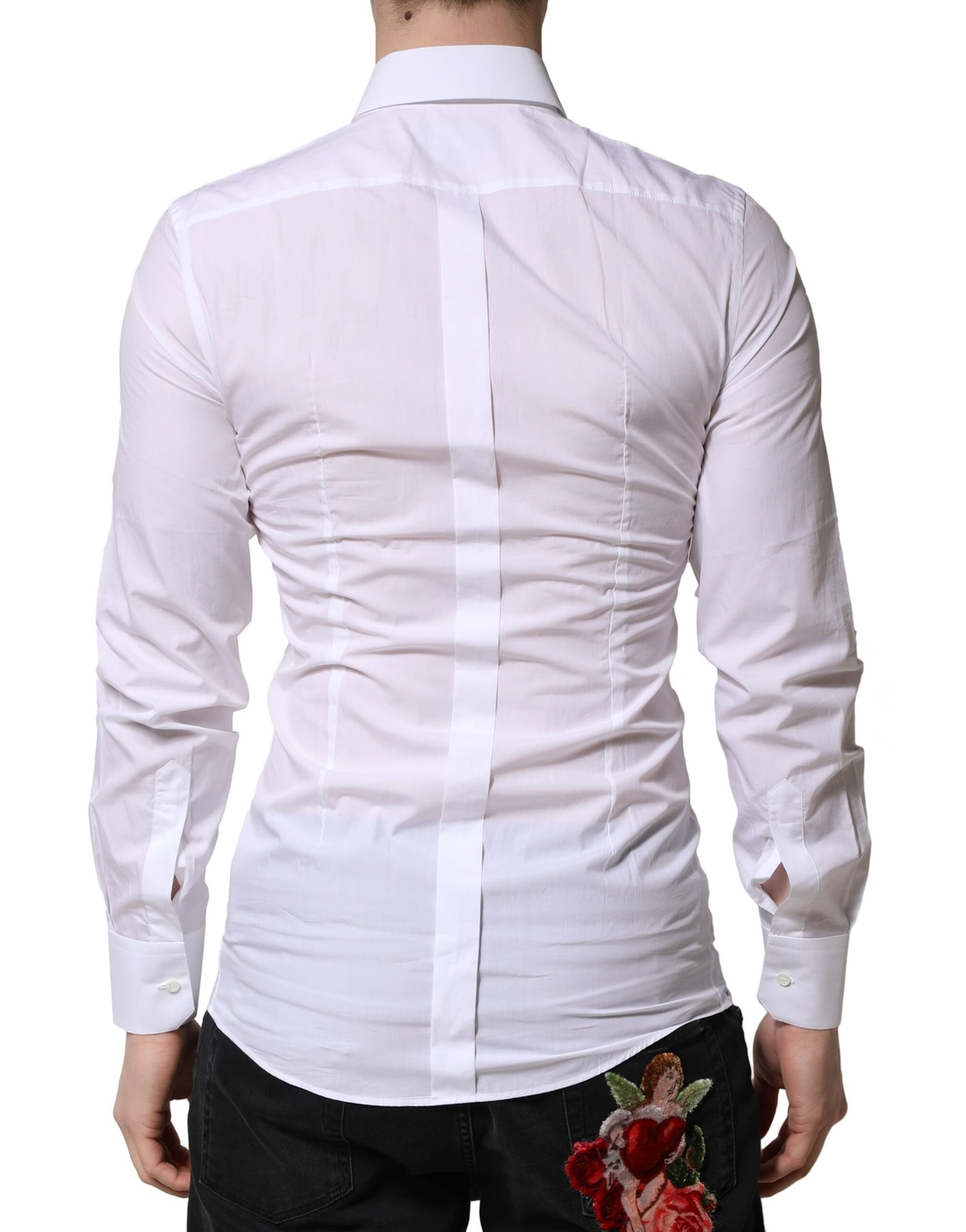 Dolce & Gabbana White GOLD Crown Bee Men Dress Formal Shirt - Image 4