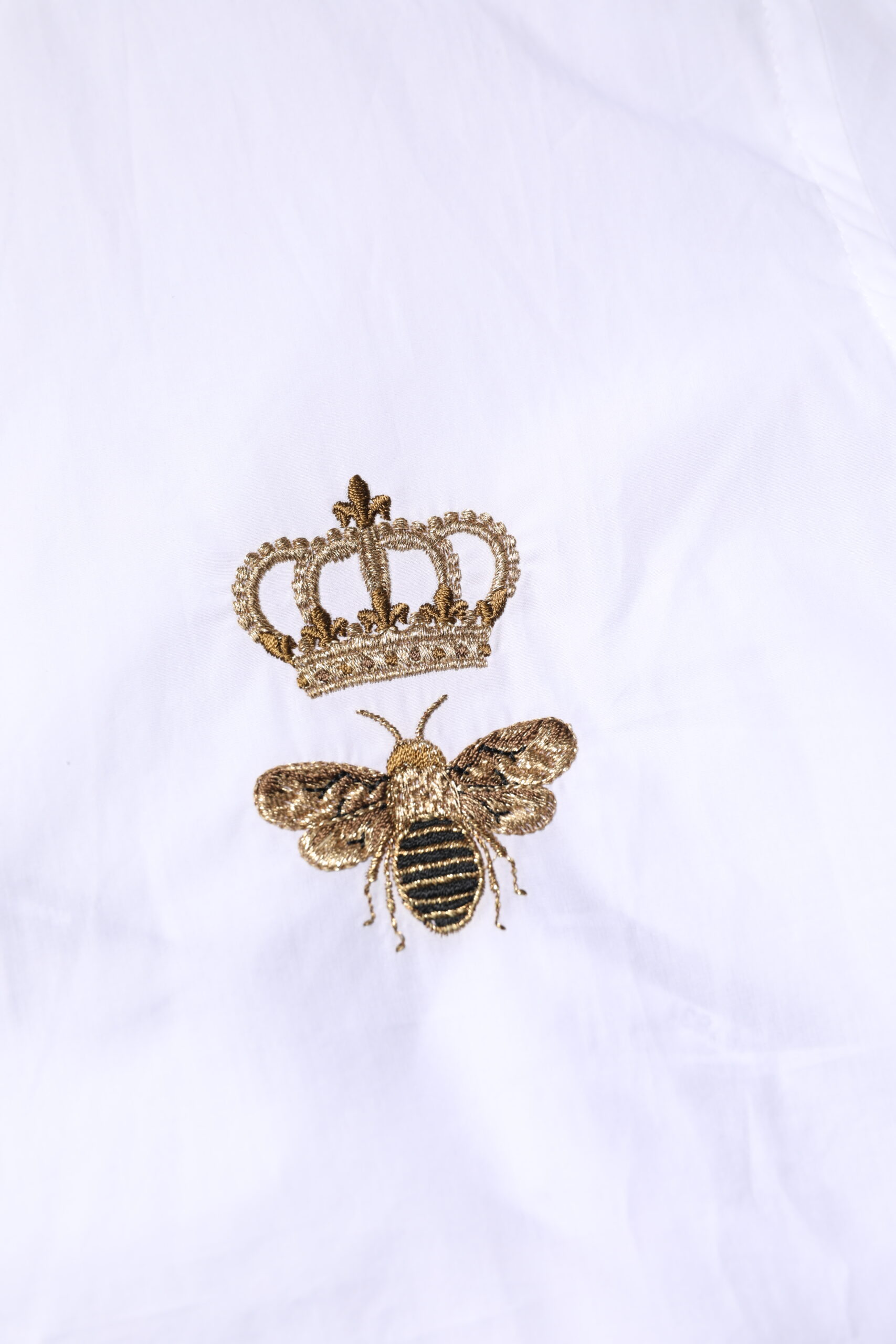 Dolce & Gabbana White GOLD Crown Bee Men Dress Formal Shirt - Image 6