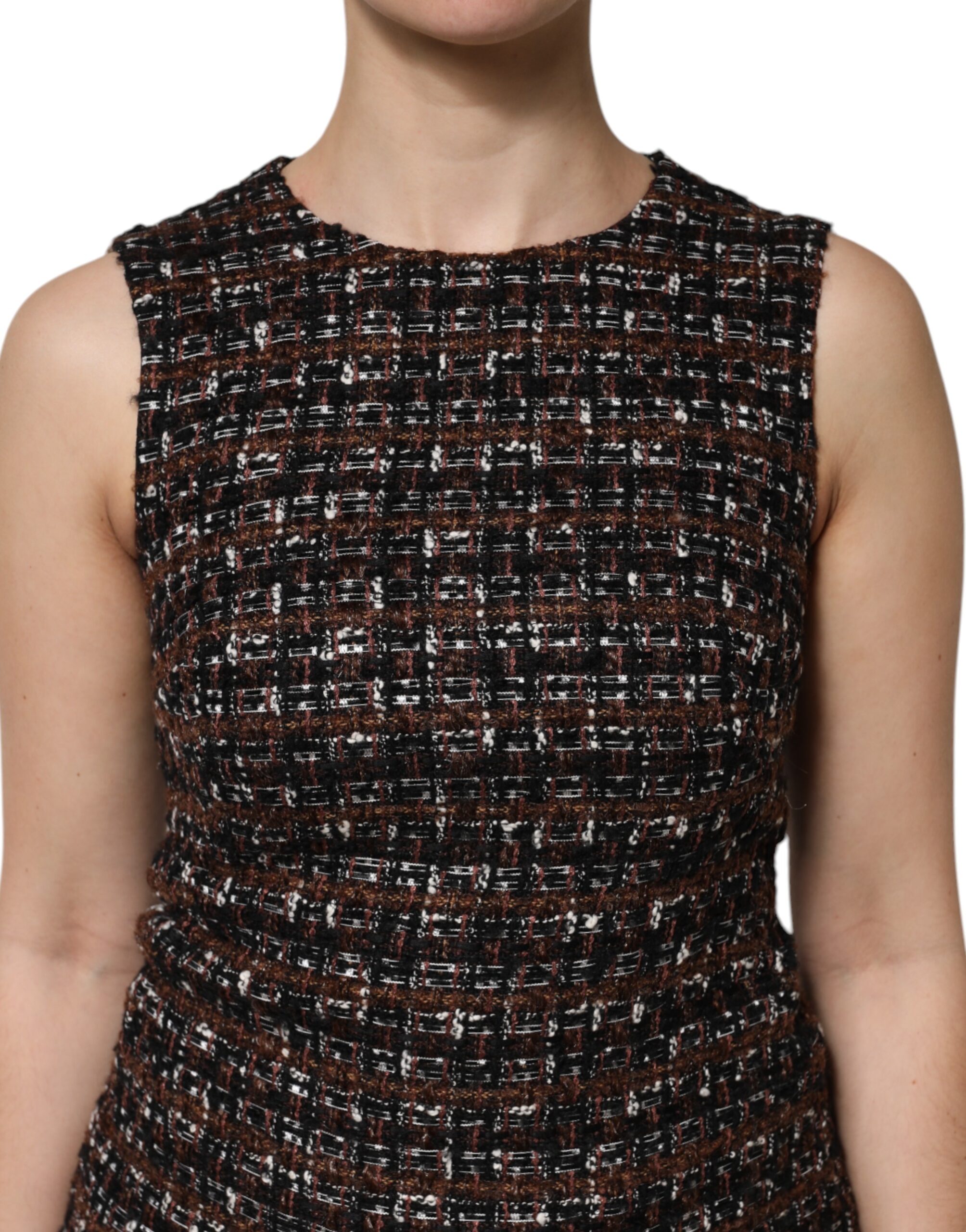 Dolce & Gabbana Multicolor Sleeveless Mini Tweed A-line Dress - Image 5