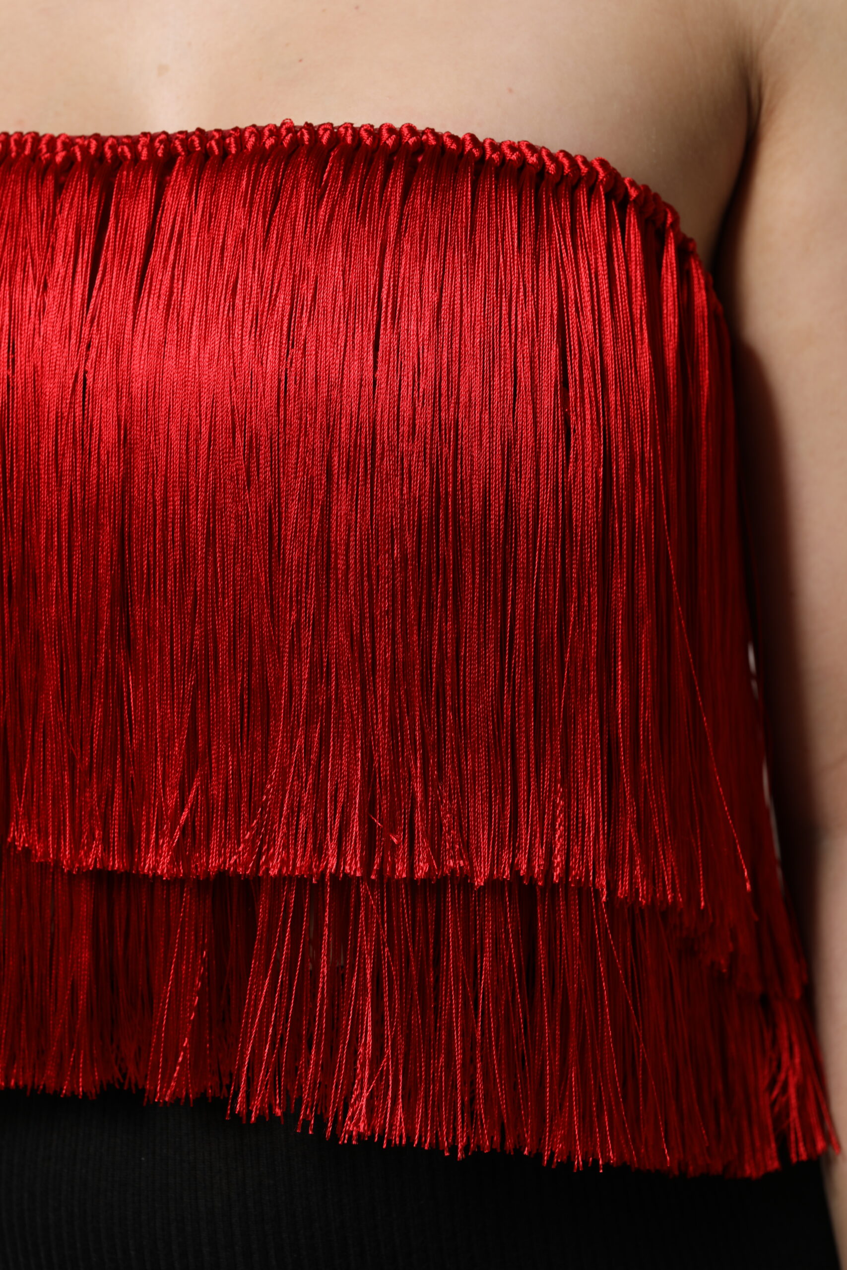 Dolce & Gabbana Red Silk Strapless Fringe Crop Tube Top - Image 6