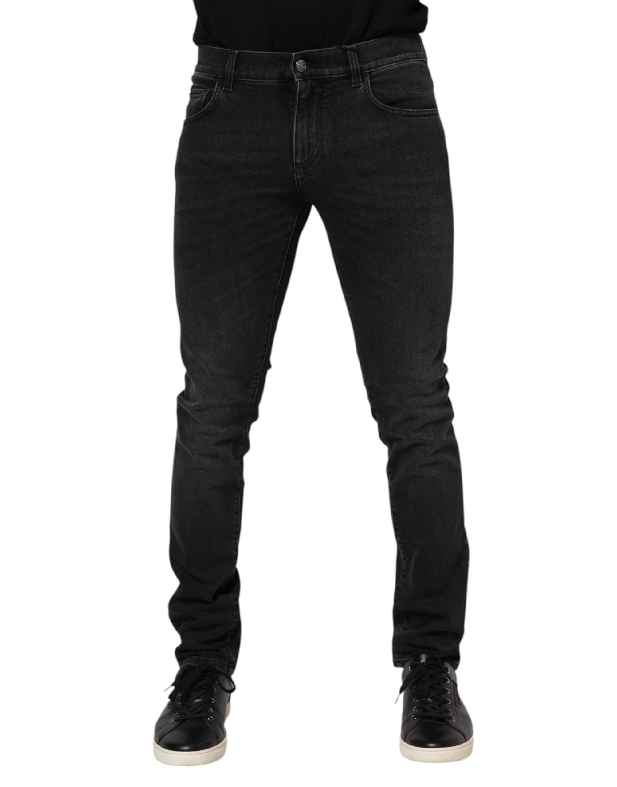 Dolce & Gabbana Black Washed Cotton Skinny Denim Jeans - Image 2