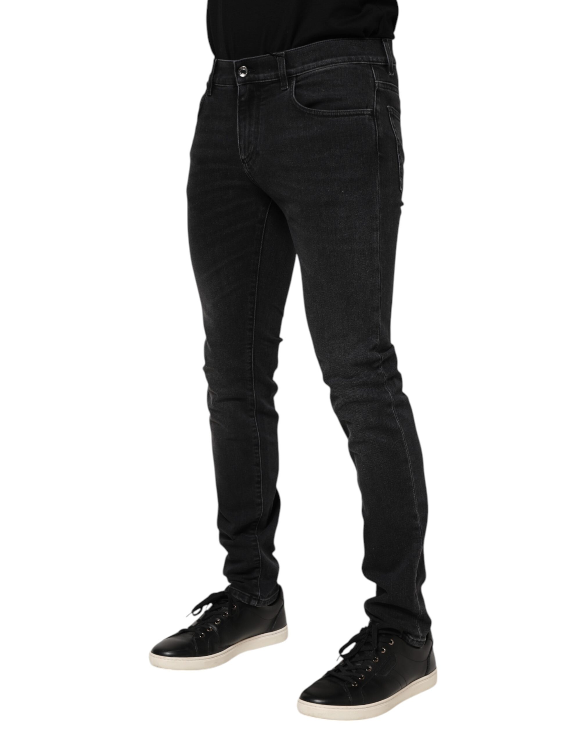 Dolce & Gabbana Black Washed Cotton Skinny Denim Jeans - Image 3