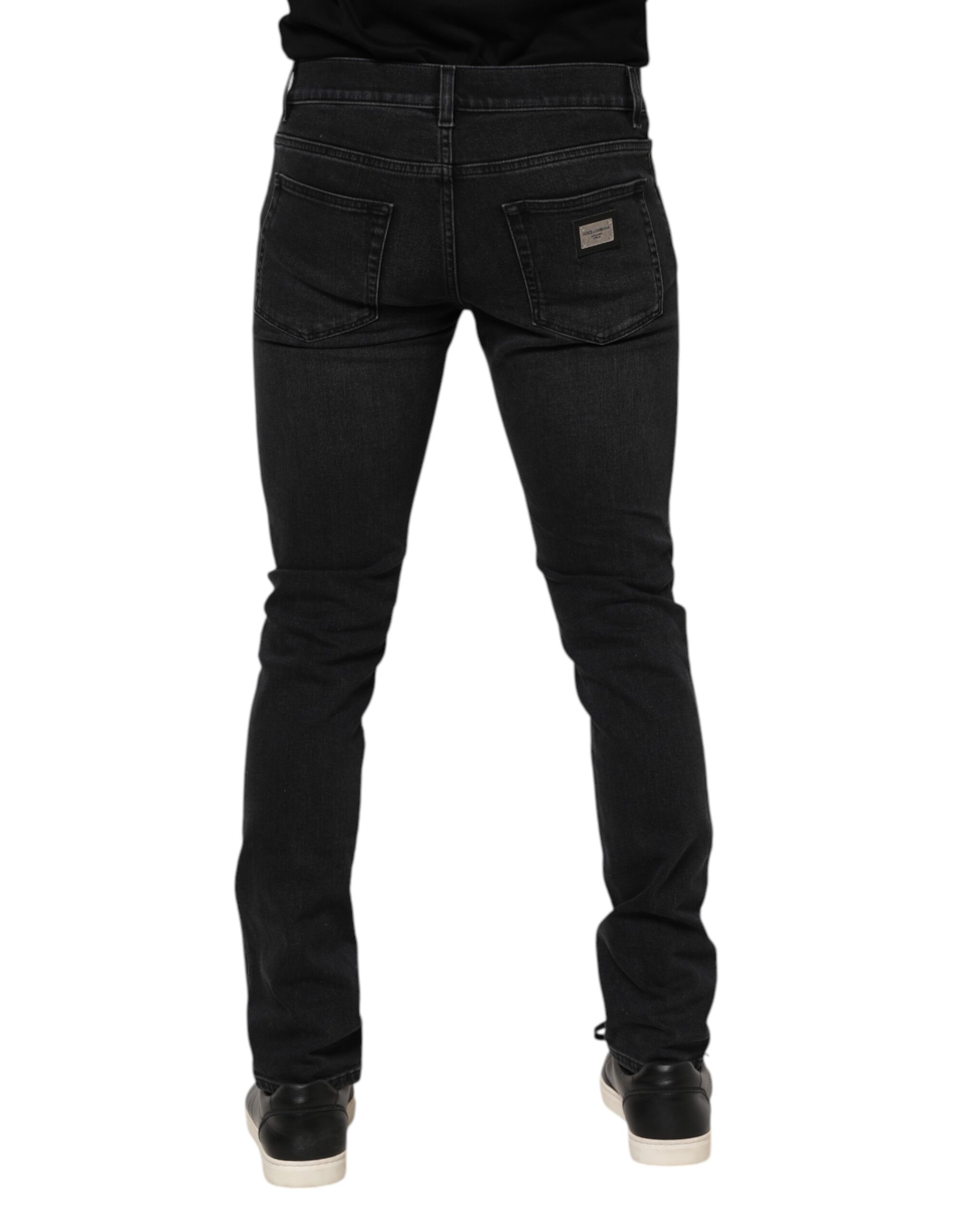 Dolce & Gabbana Black Washed Cotton Skinny Denim Jeans - Image 4