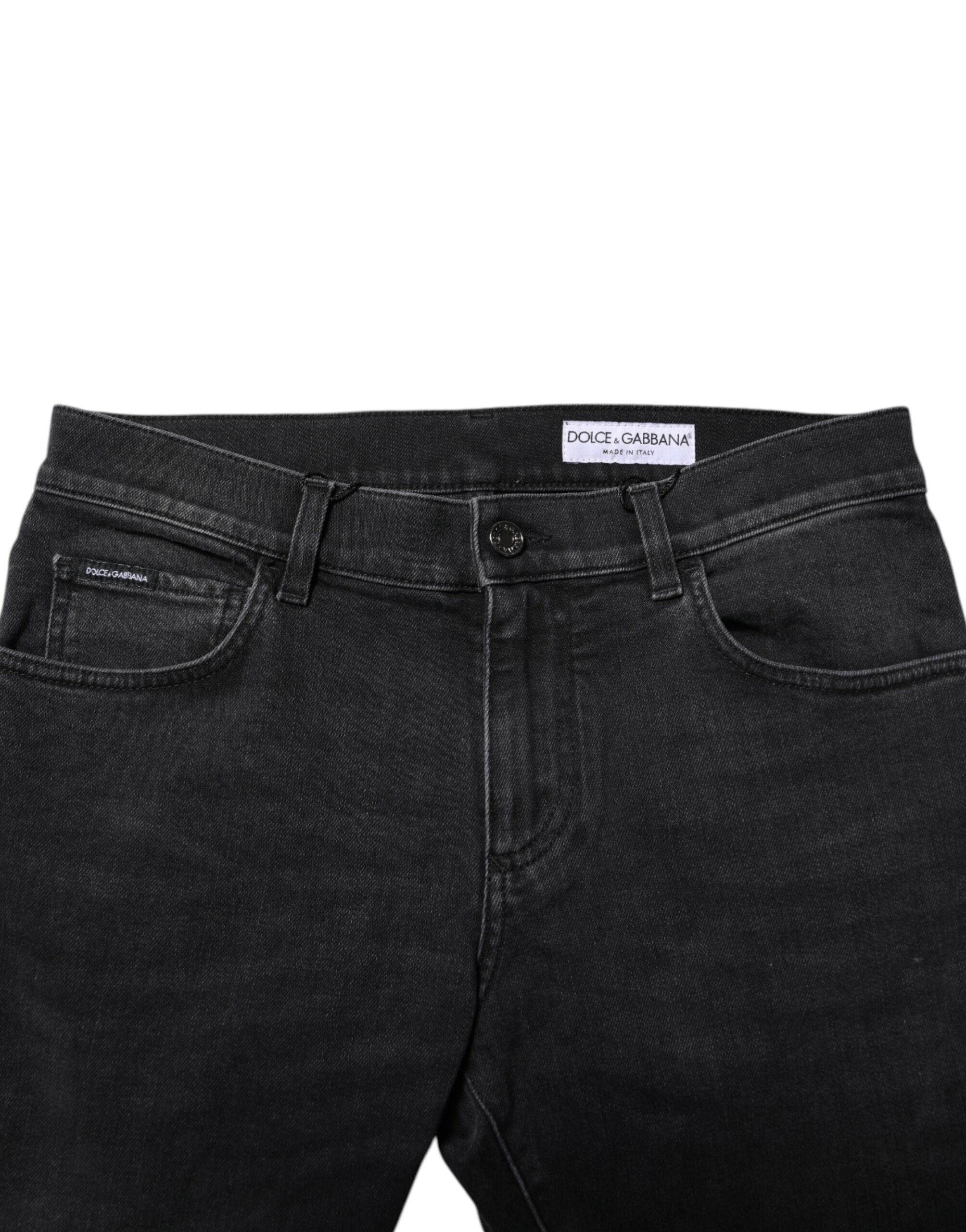 Dolce & Gabbana Black Washed Cotton Skinny Denim Jeans - Image 5