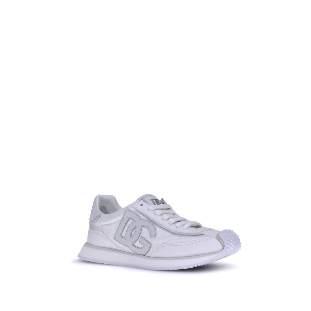 Dolce & Gabbana White Fabric Low Top Sneakers - Image 2