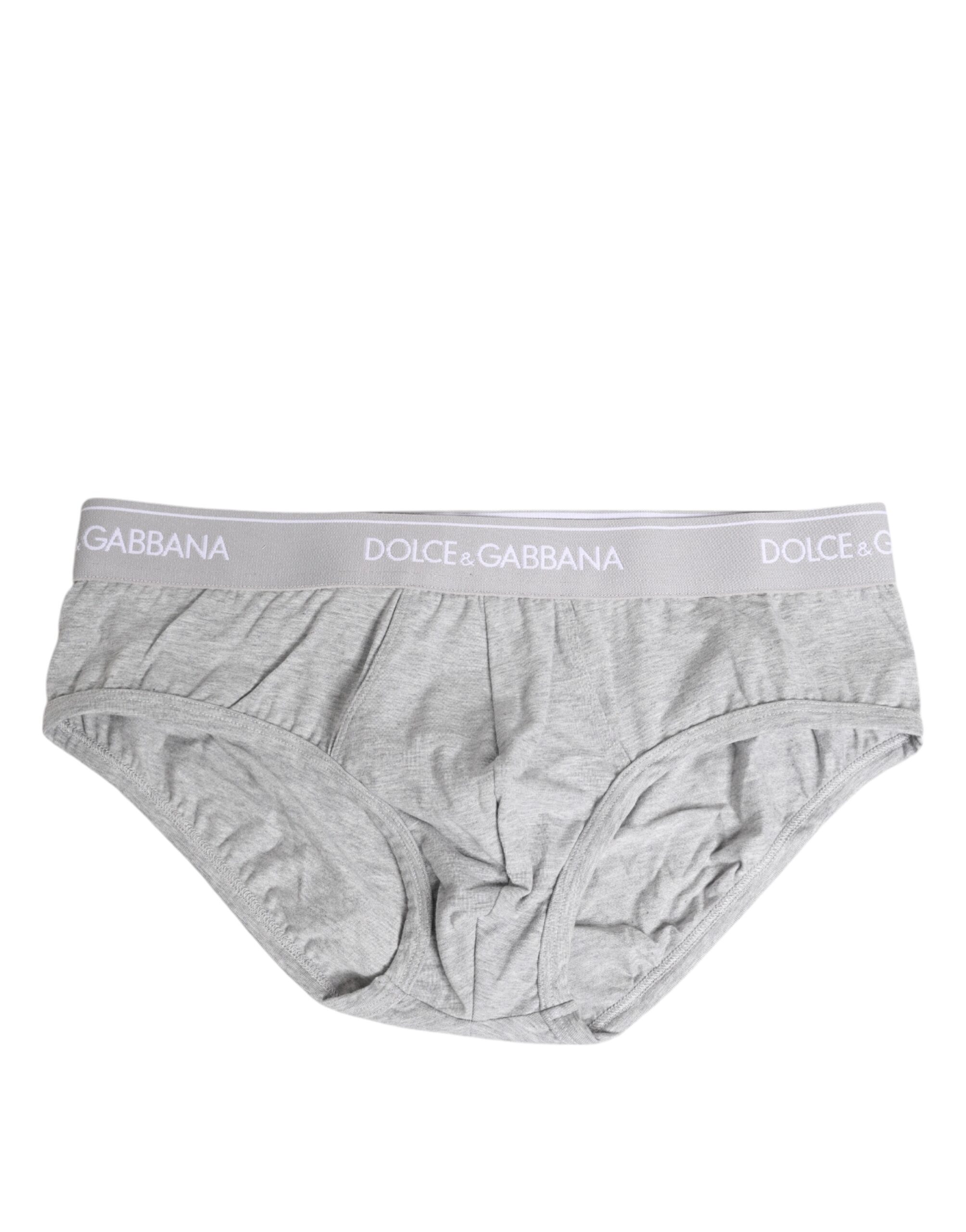 Dolce & Gabbana Gray Cotton Stretch Regular Brief Underwear - Image 2