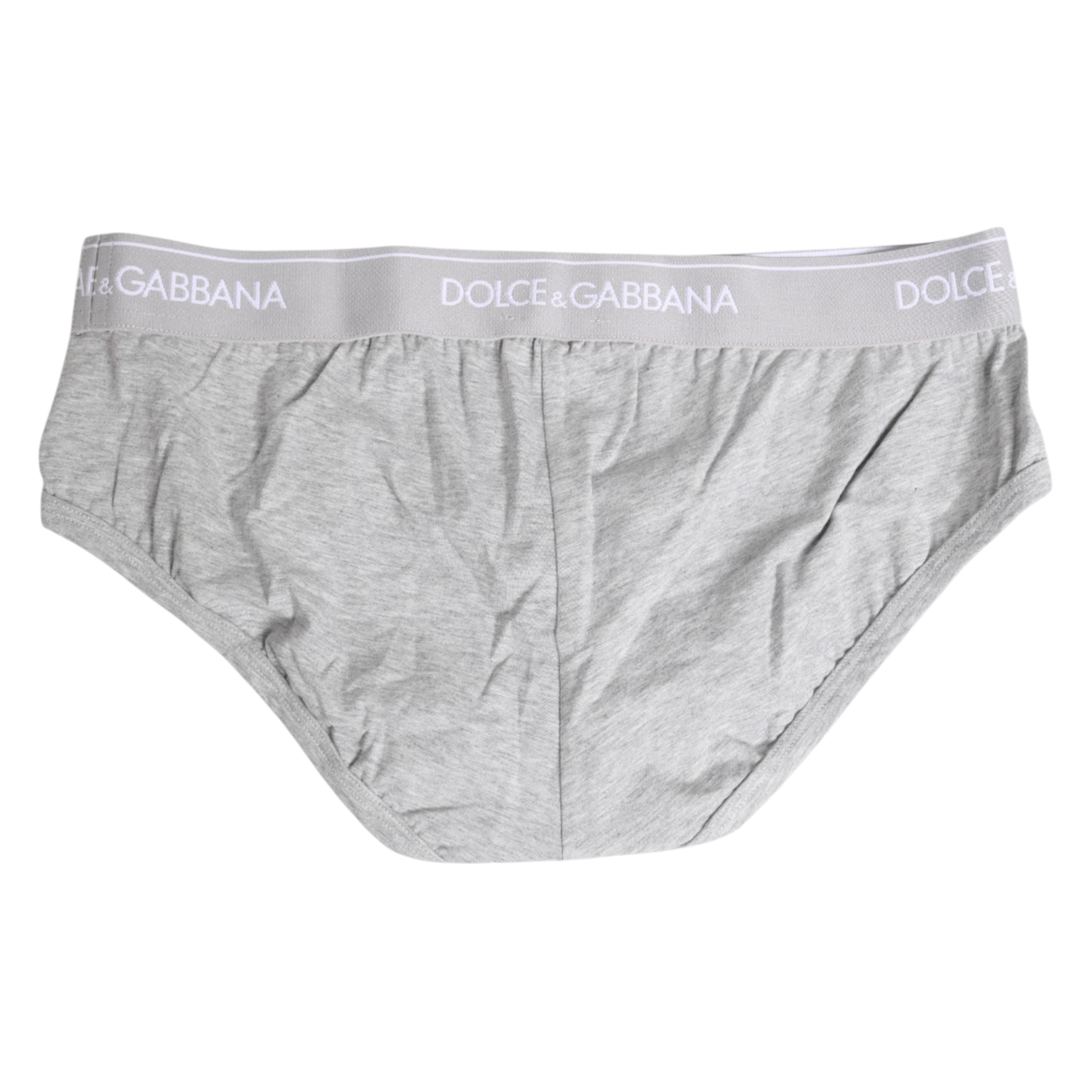 Dolce & Gabbana Gray Cotton Stretch Regular Brief Underwear - Image 5