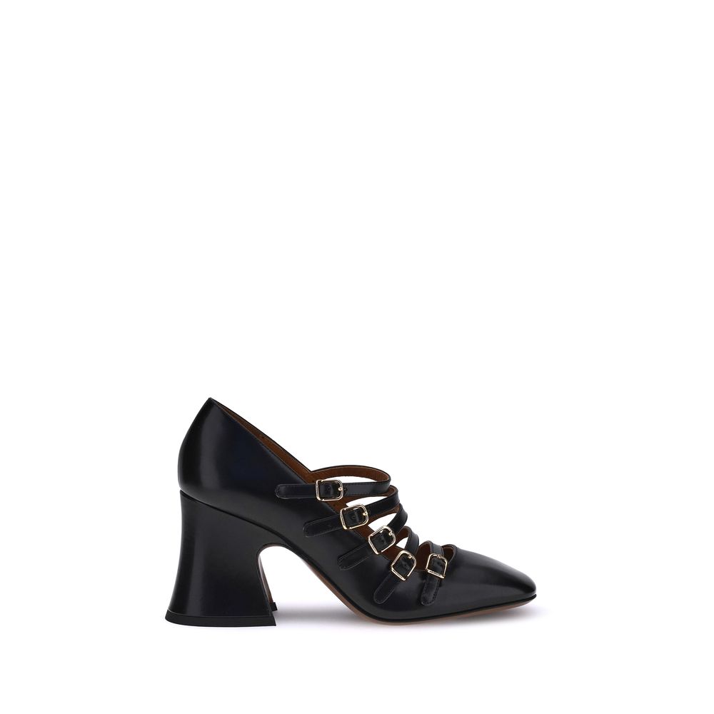 ChloƩ Black Calf Leather Bos Taurus High Heel Pumps