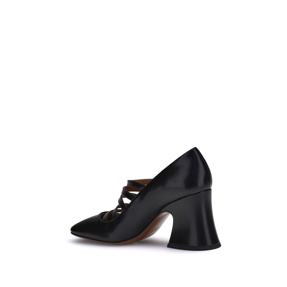 ChloƩ Black Calf Leather Bos Taurus High Heel Pumps - Image 3