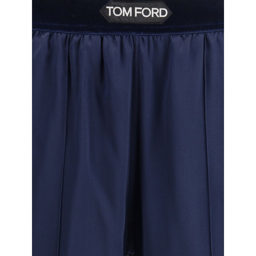 Tom Ford Blue Elastane Casual Pants - Image 3