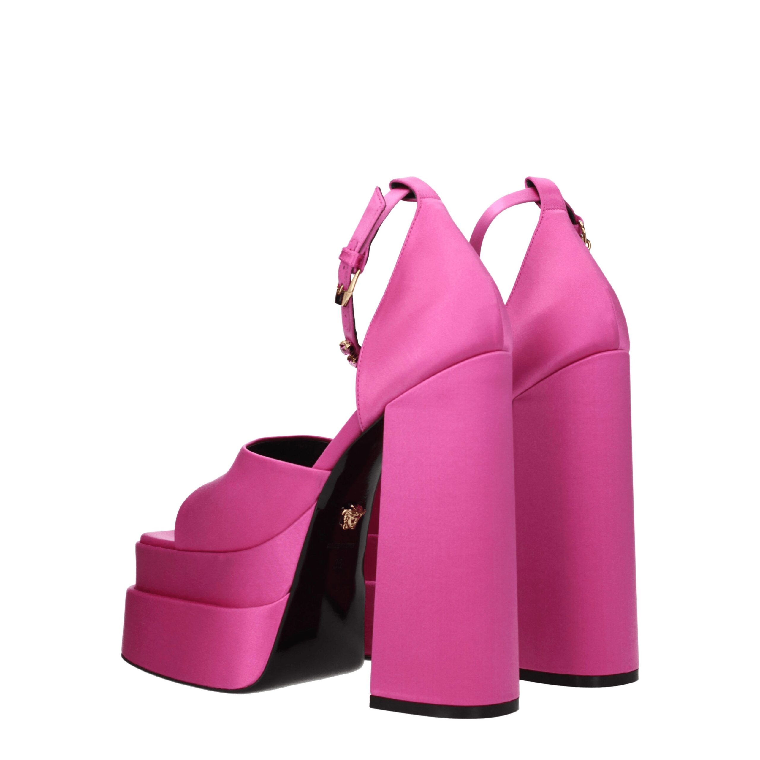Versace Pink Satin Platform Sandals - Image 4