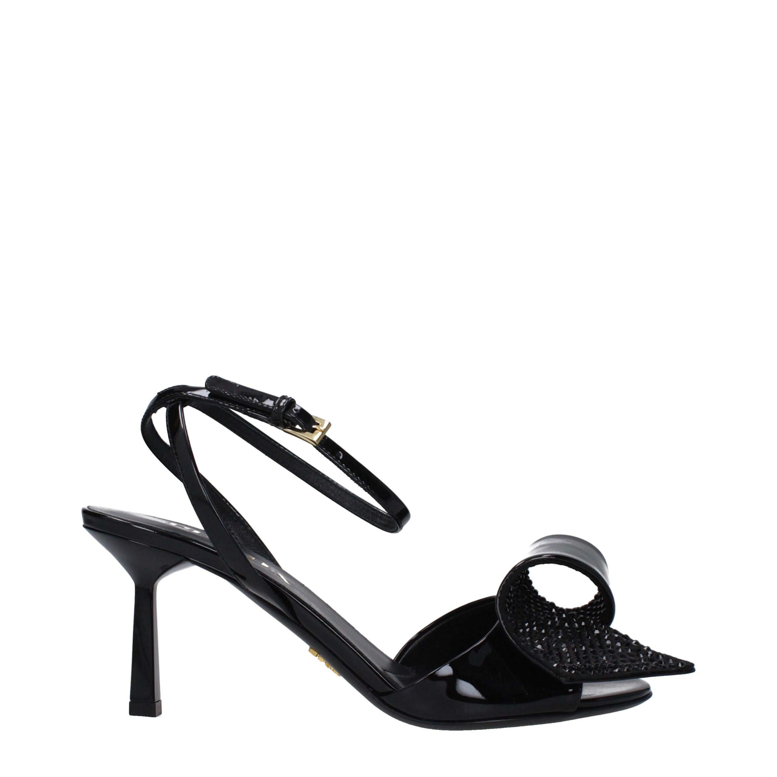 Prada Black Leather Stiletto Heel Sandals