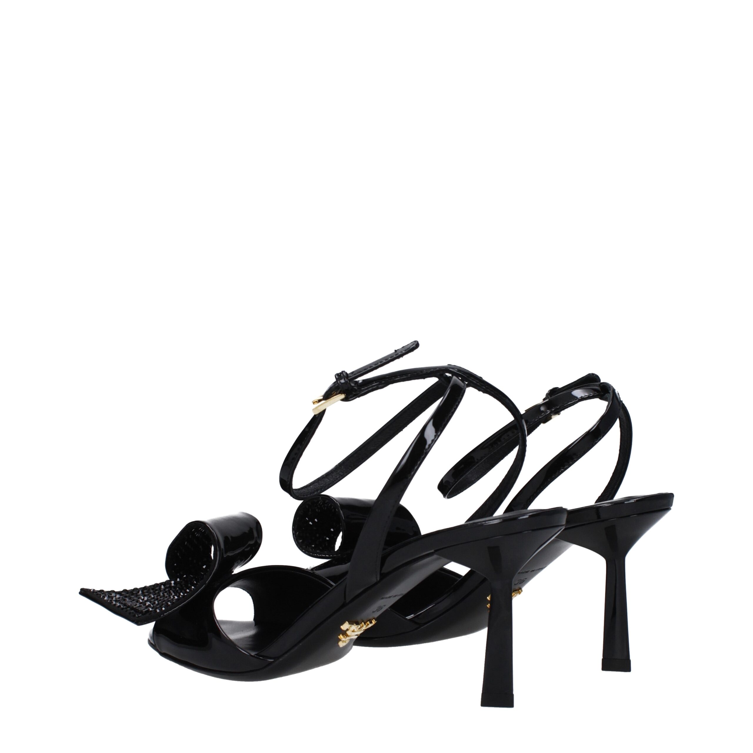 Prada Black Leather Stiletto Heel Sandals - Image 4