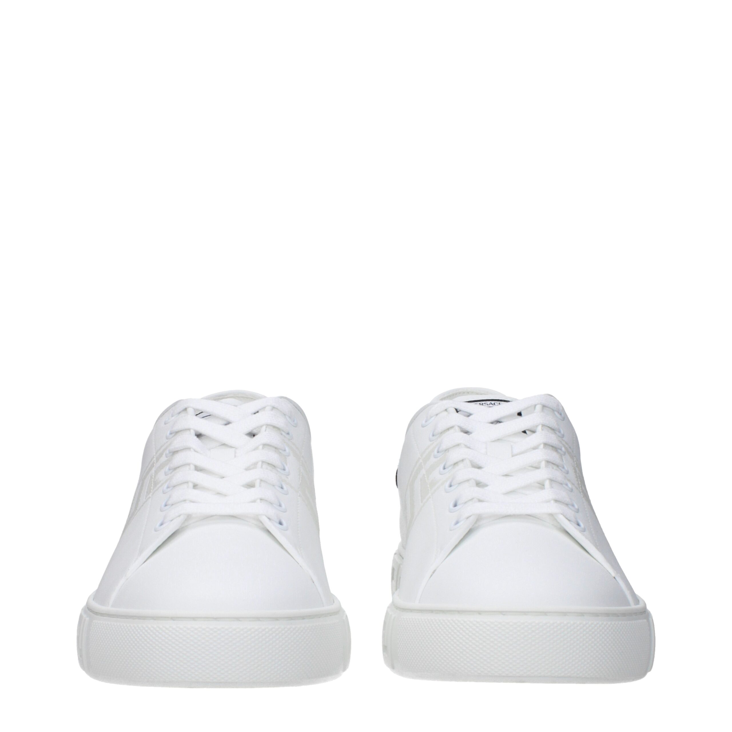 Versace White Leather Low Top Sneakers - Image 3