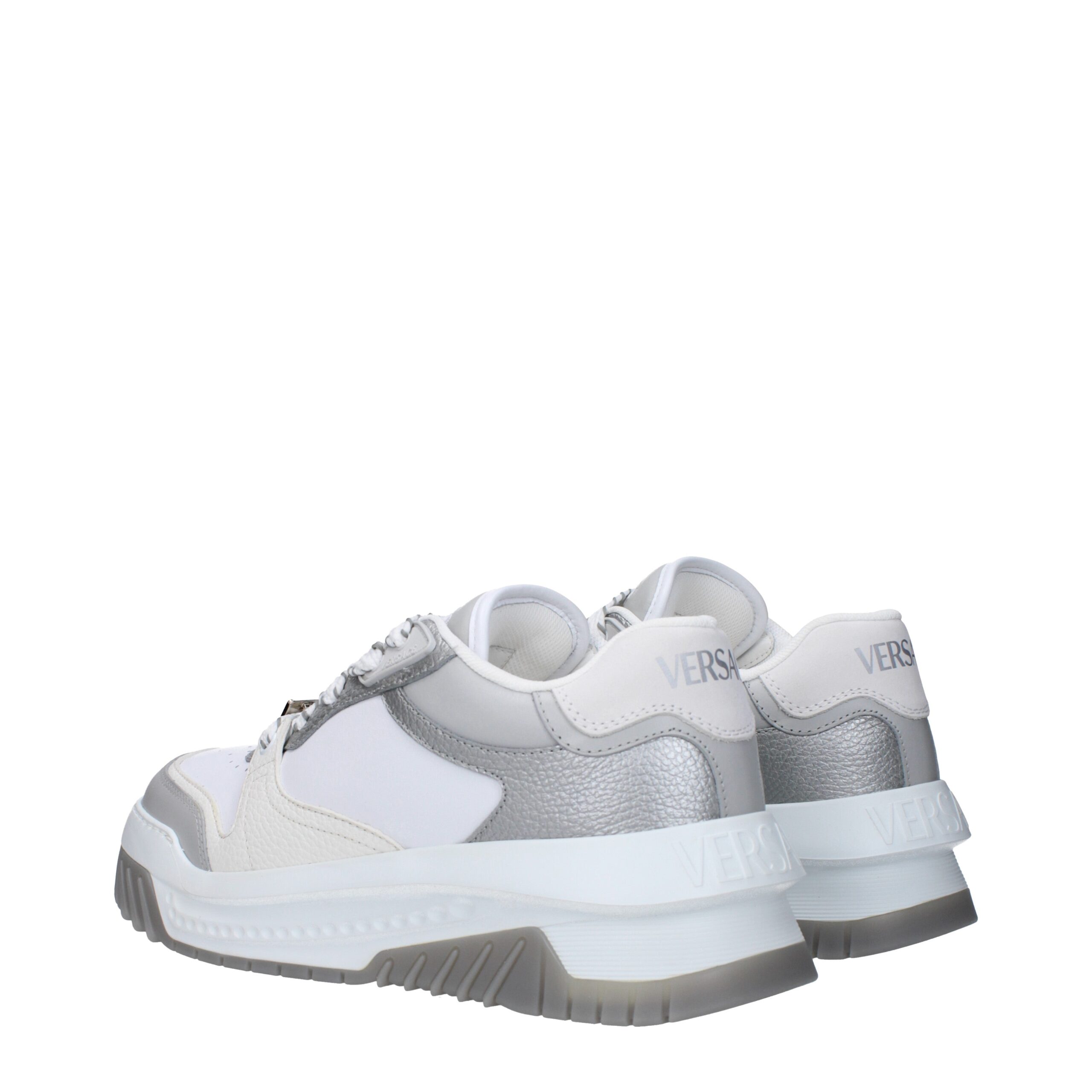 Versace White Leather Chunky Sneakers - Image 4