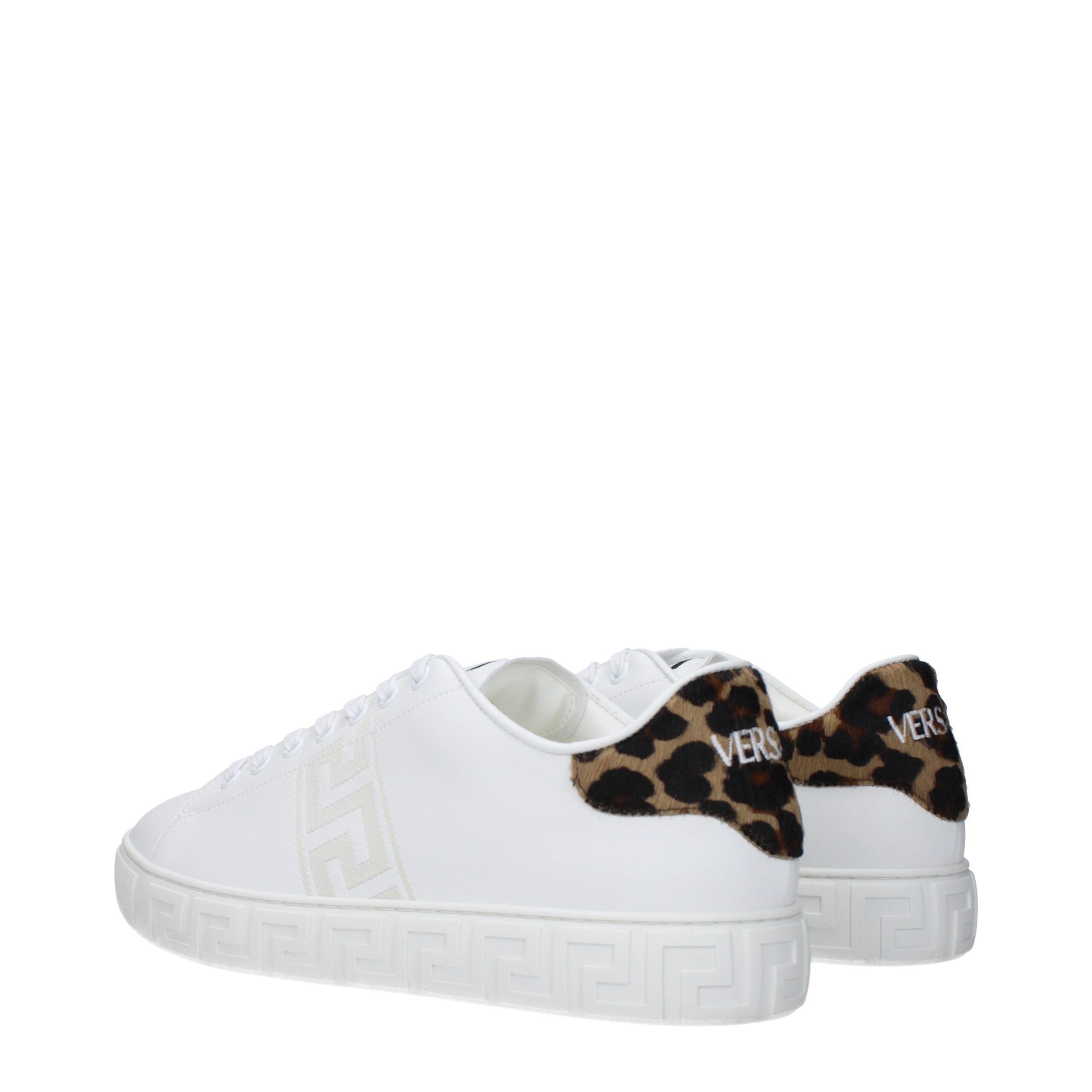 Versace White Leather Low Top Sneakers - Image 4
