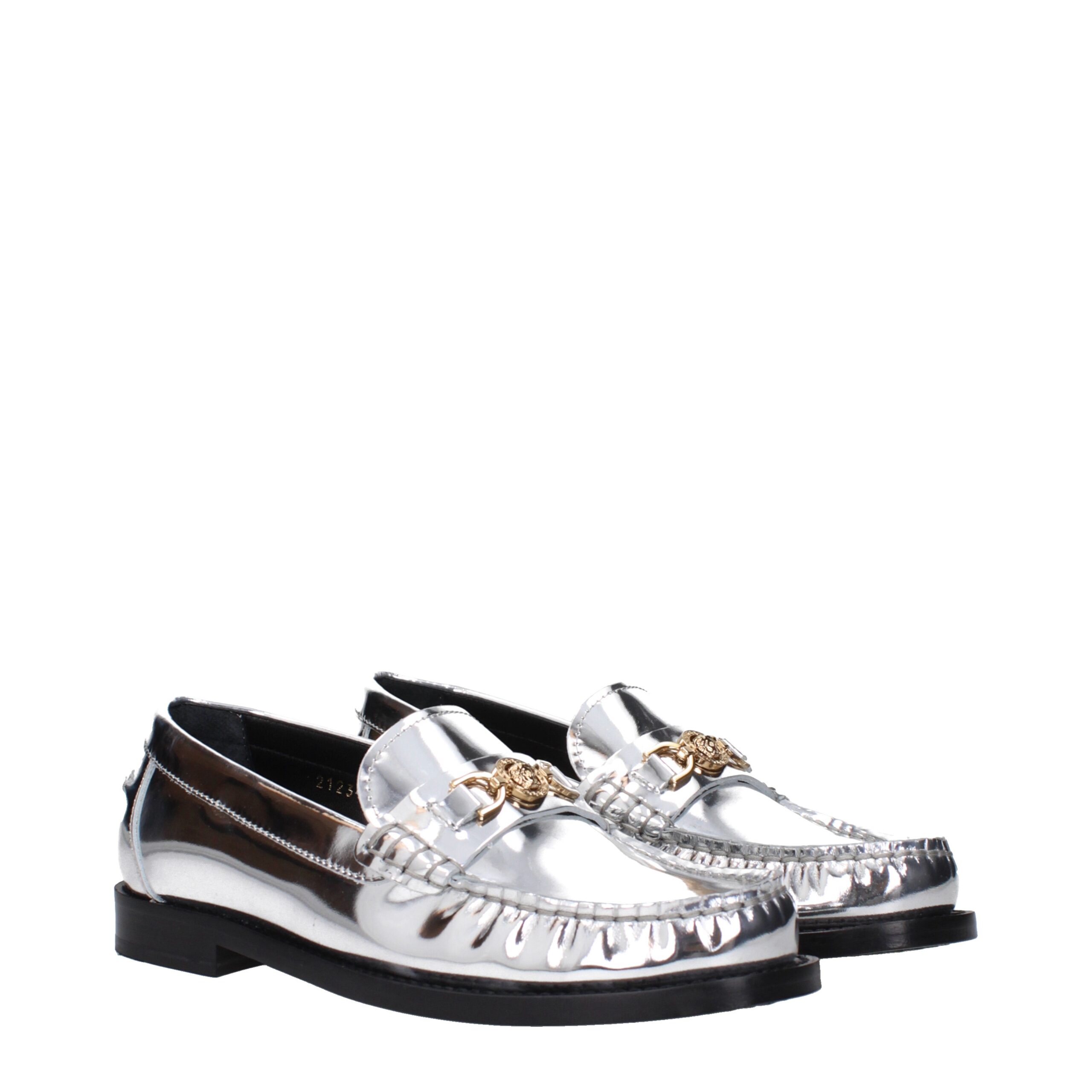 Versace Gray Leather Slip-On Loafers - Image 2