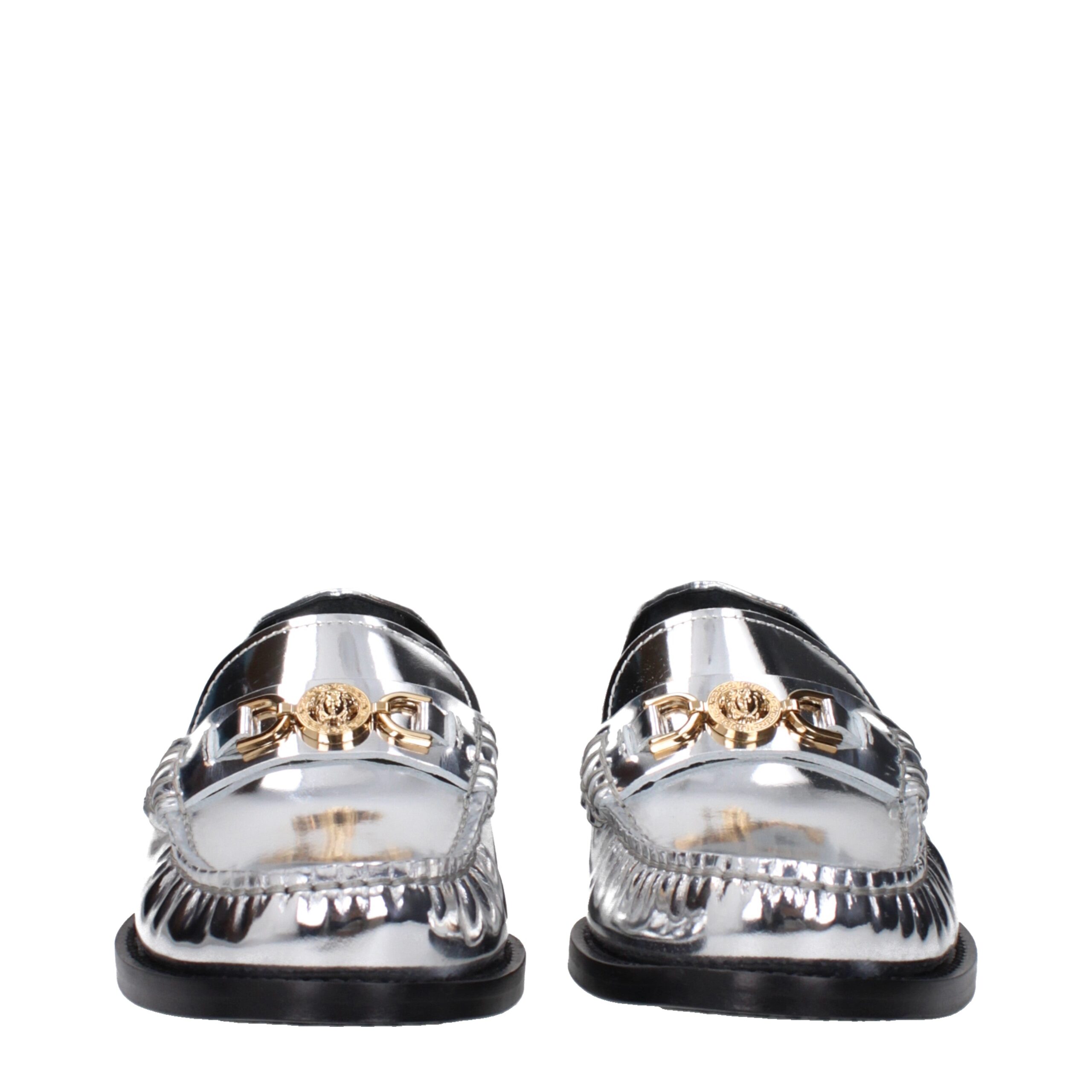 Versace Gray Leather Slip-On Loafers - Image 3